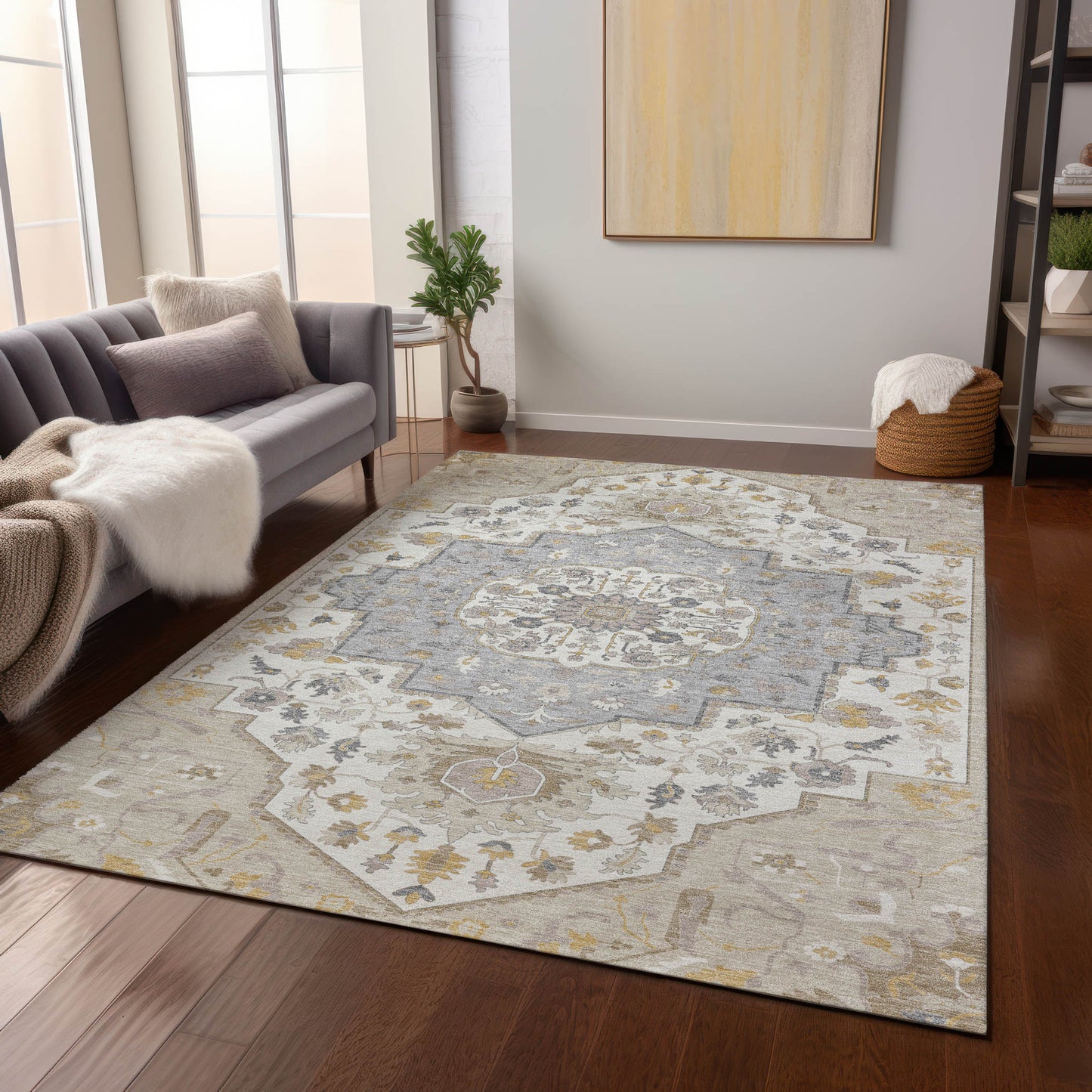 Addison Rugs Chantille ACN985BG 10 x 14 (ft) Polyester Beige Rectangular Indoor/Outdoor Geometric Pet Friendly Area rug