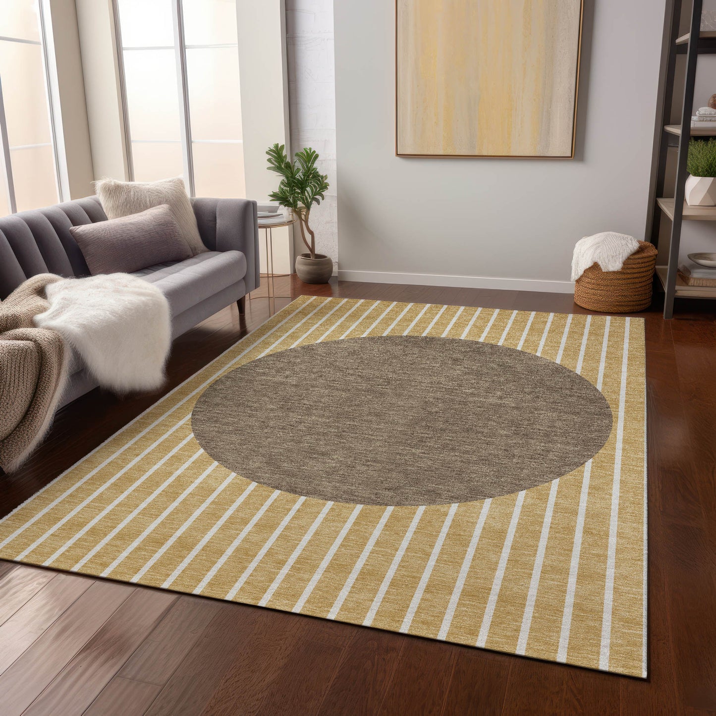 Addison Rugs Chantille ACN994WH 9 x 12 (ft) Loomed Polyester Wheat Rectangular Indoor/Outdoor Machine washable Pet Friendly Area rug