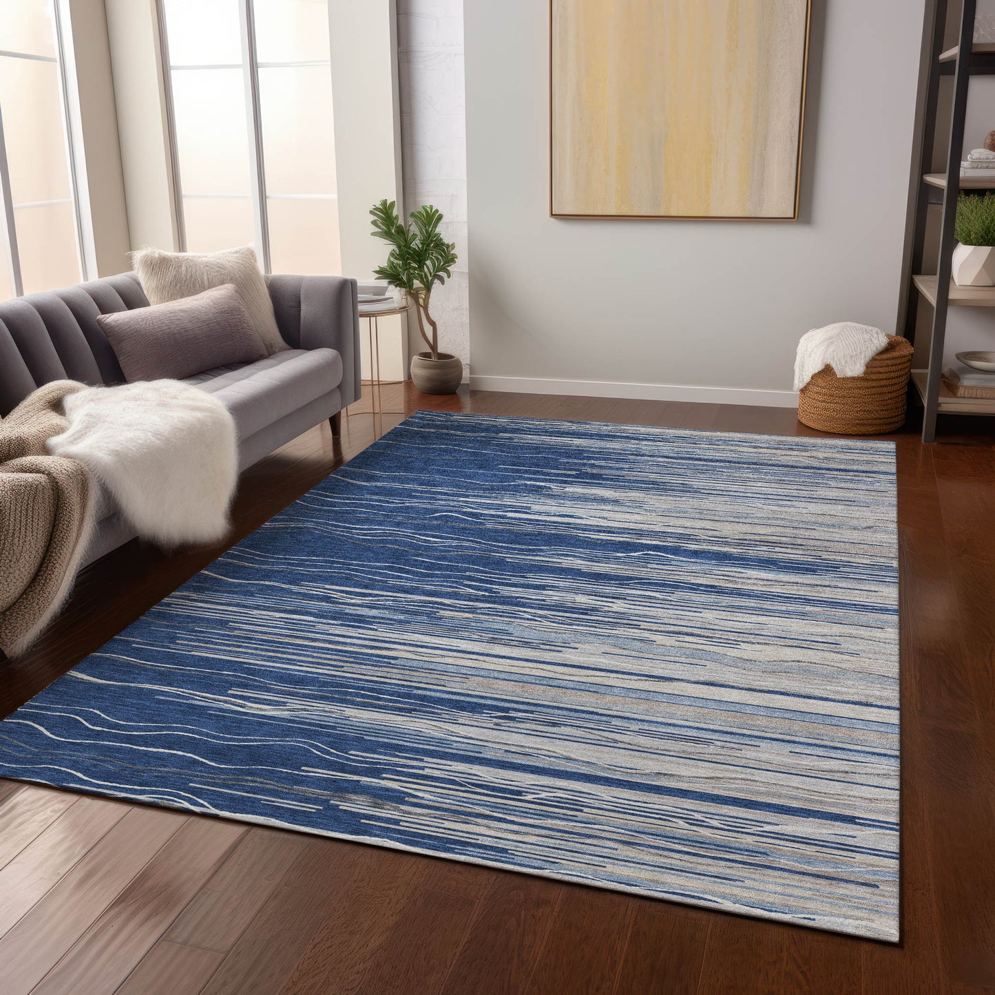 Addison Rugs Chantille ACN996NA 9 x 12 (ft) Loomed Polyester Navy Rectangular Indoor/Outdoor Machine washable Pet Friendly Area rug