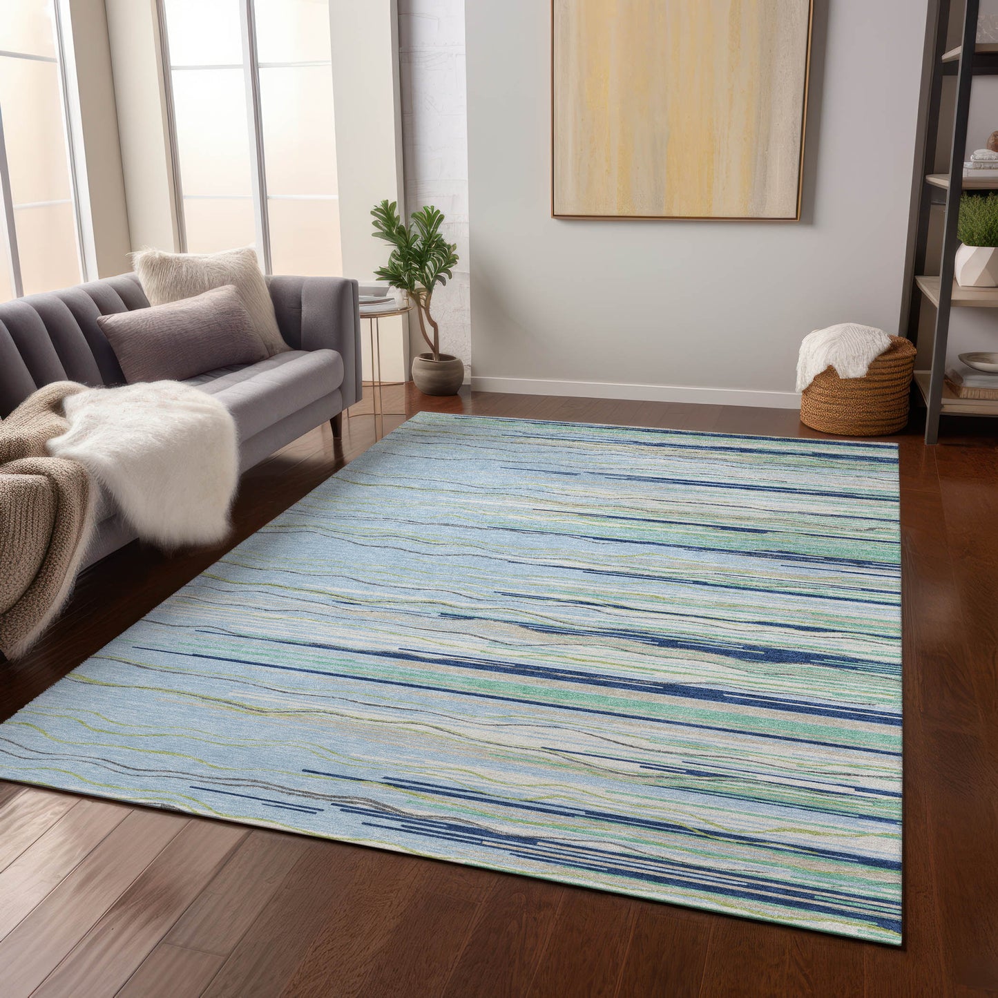 Addison Rugs Chantille ACN996SK 10 x 14 (ft) Polyester Sky Rectangular Indoor/Outdoor Geometric Pet Friendly Area rug