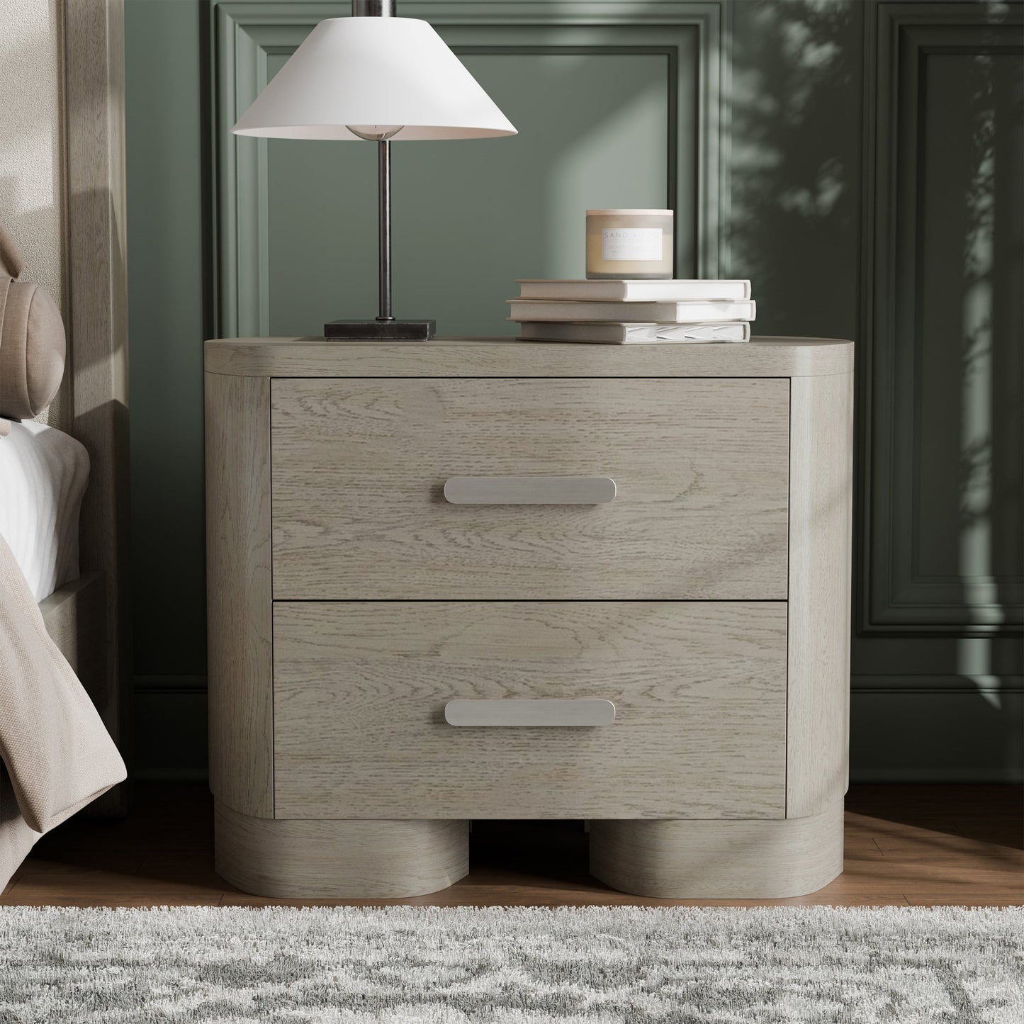 Furniture of America White Oak Rubberwood 2 -Drawer 30-in W x 24-in H Modern Nightstand