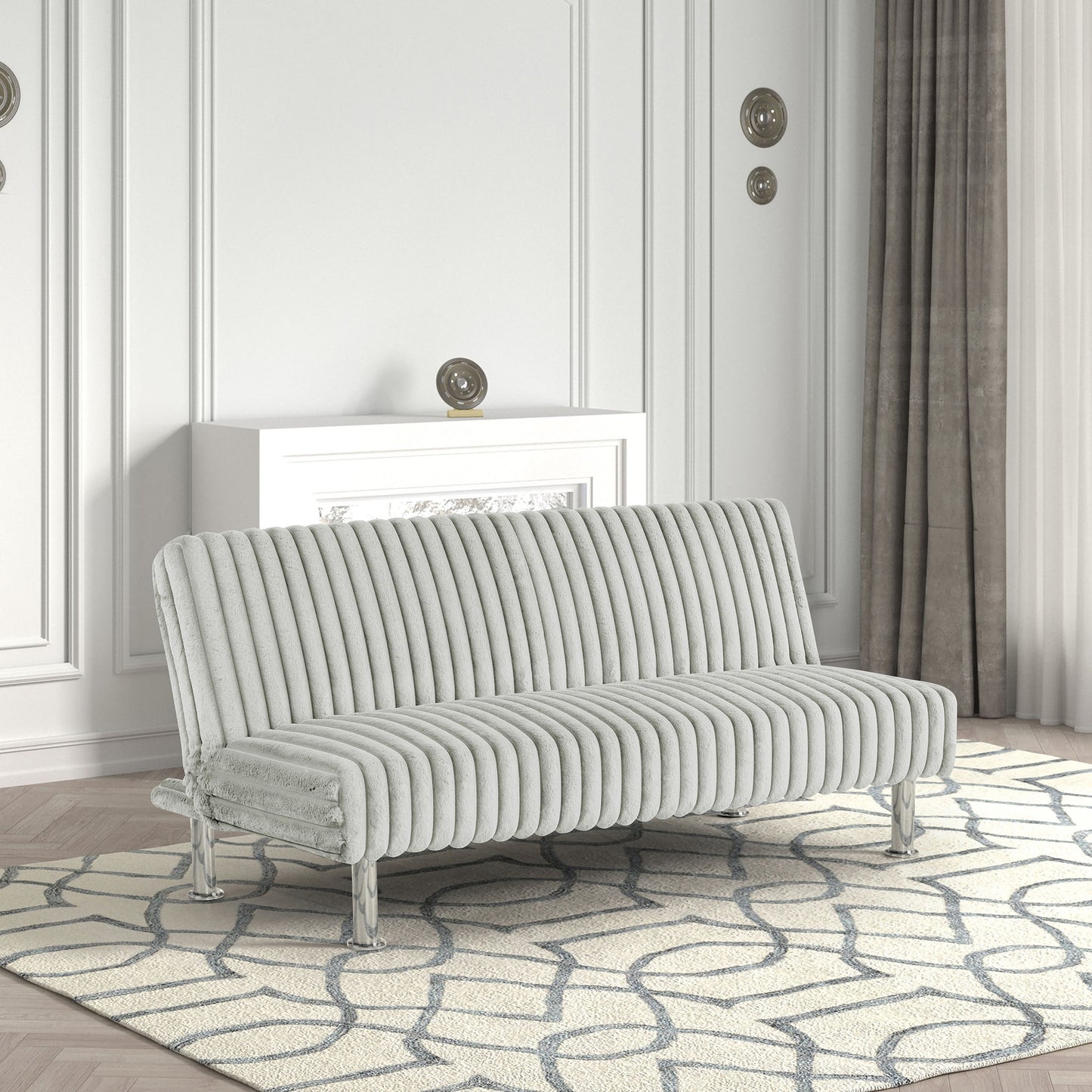 Furniture of America Nalgen Light Gray Contemporary/Modern Polyester Sofa bed