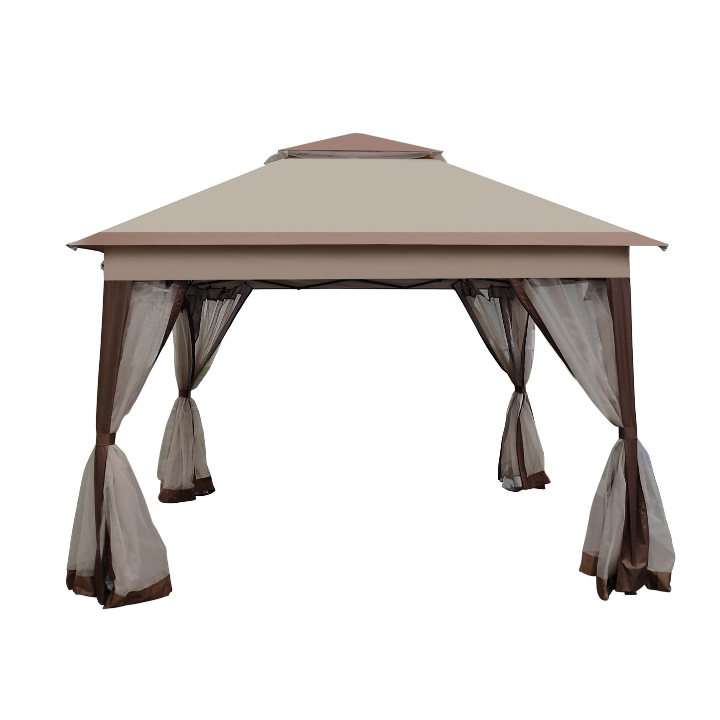 AHIOU HOME 11-ft x 11-ft Houma Coffee Gazebo with Soft Top Roof (Screen Included)