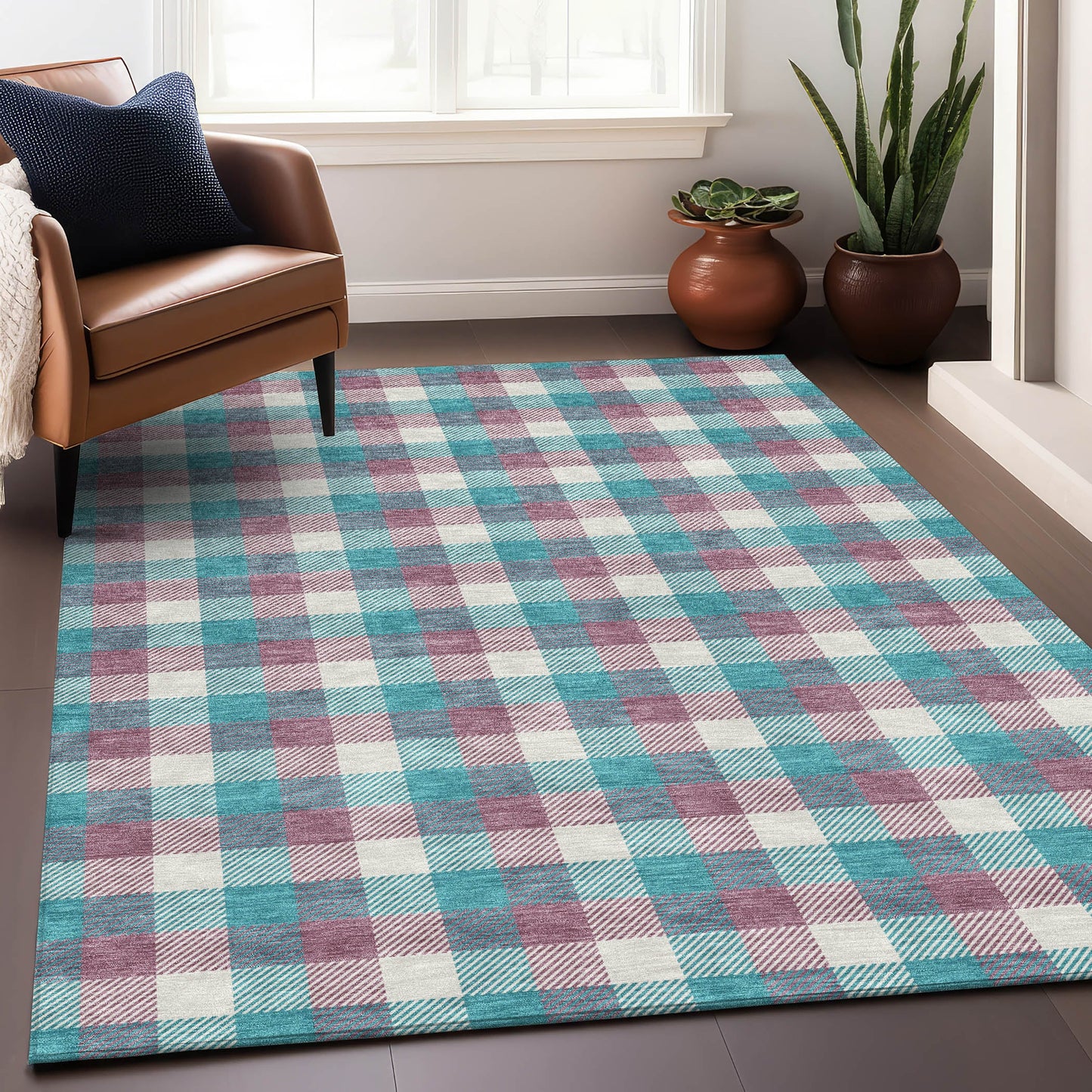 Addison Rugs Chantille ACN1053TE 9 x 12 (ft) Polyester Teal Rectangular Indoor/Outdoor Geometric Machine washable Pet Friendly Area rug