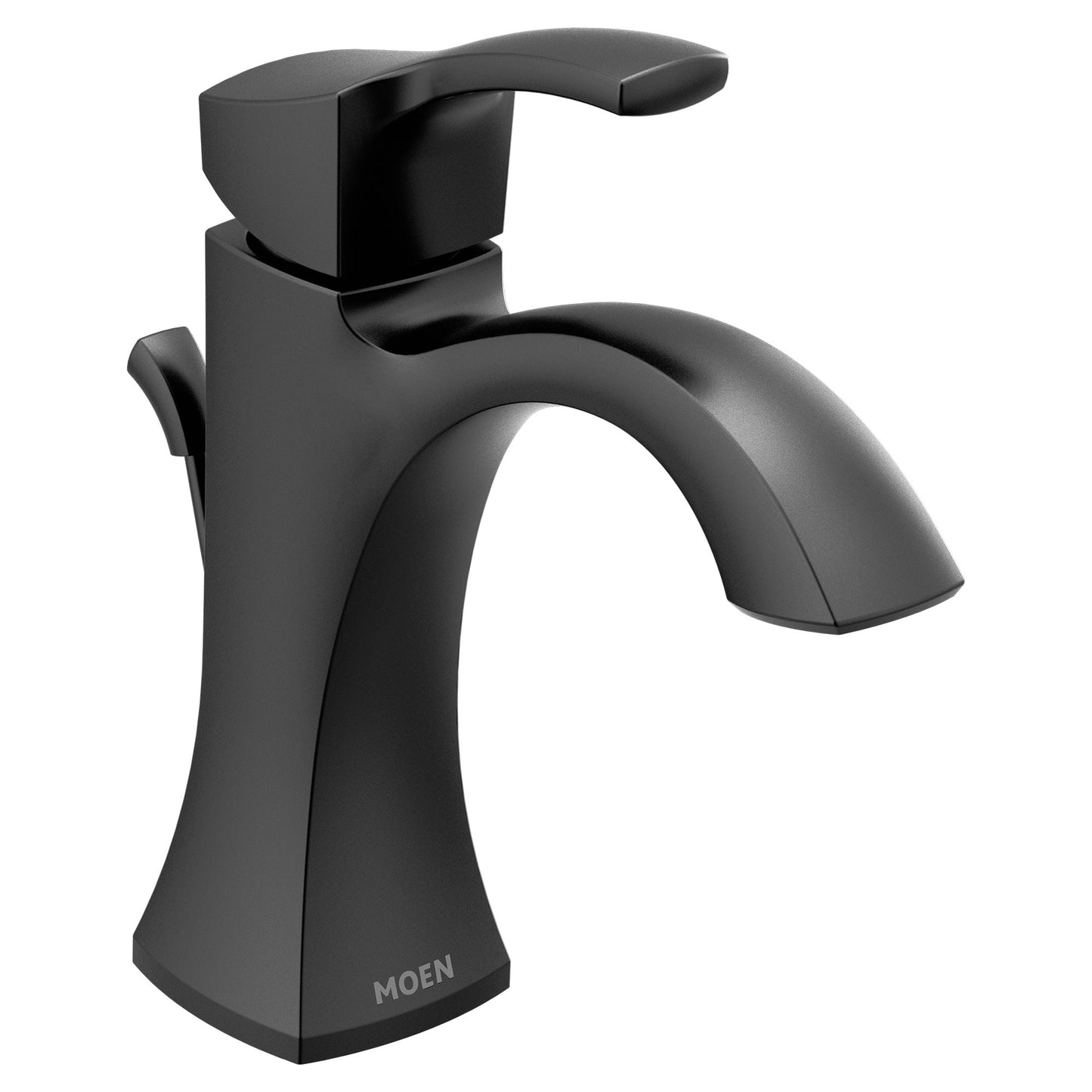 Moen Matte Black Single hole 1-handle WaterSense High-arc Commercial/Residential Handle Bathroom Sink Faucet with Drain with Deck Plate