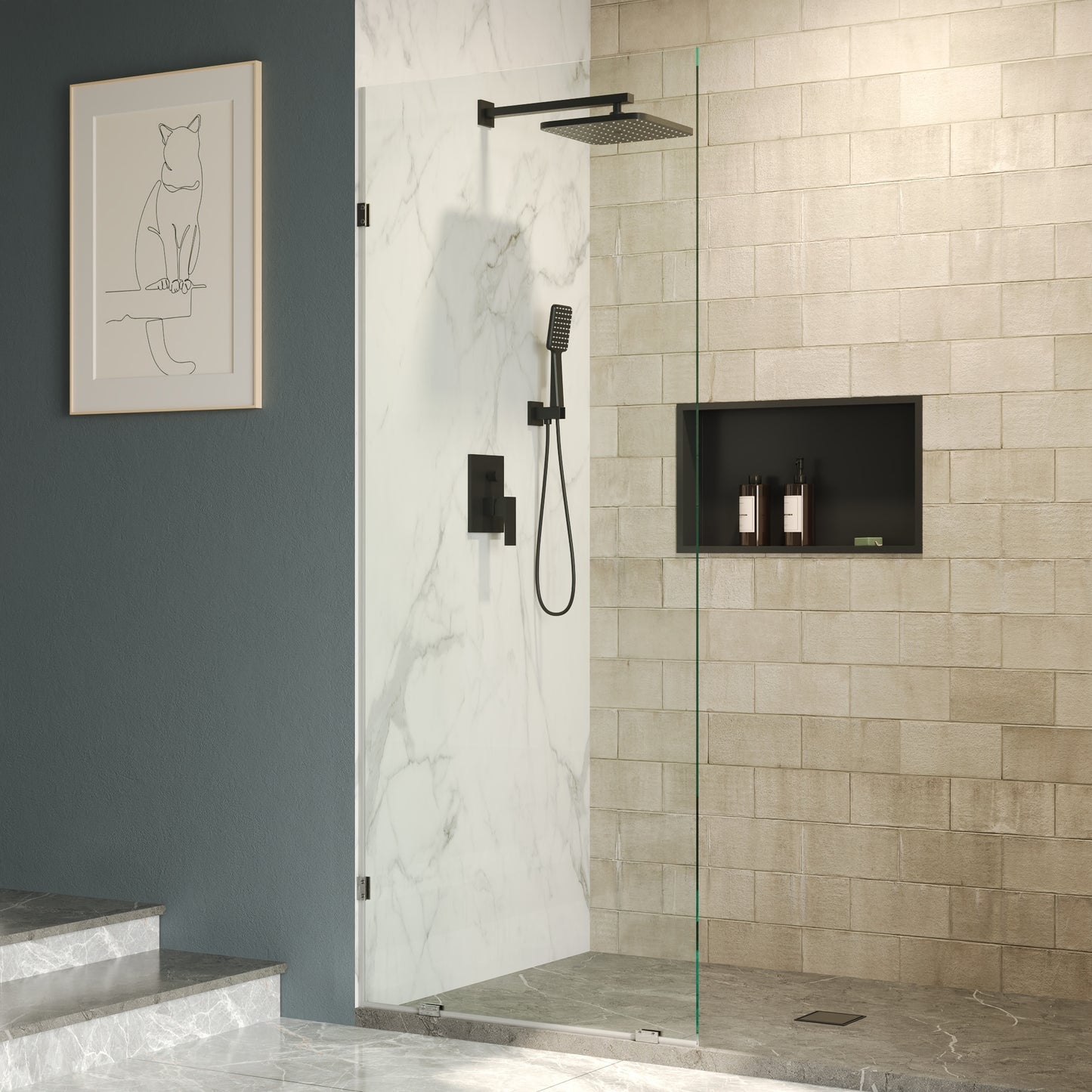 DeerValley Ally Chrome 32-in W x 78-in H Frameless Clear Glass Fixed Shower door