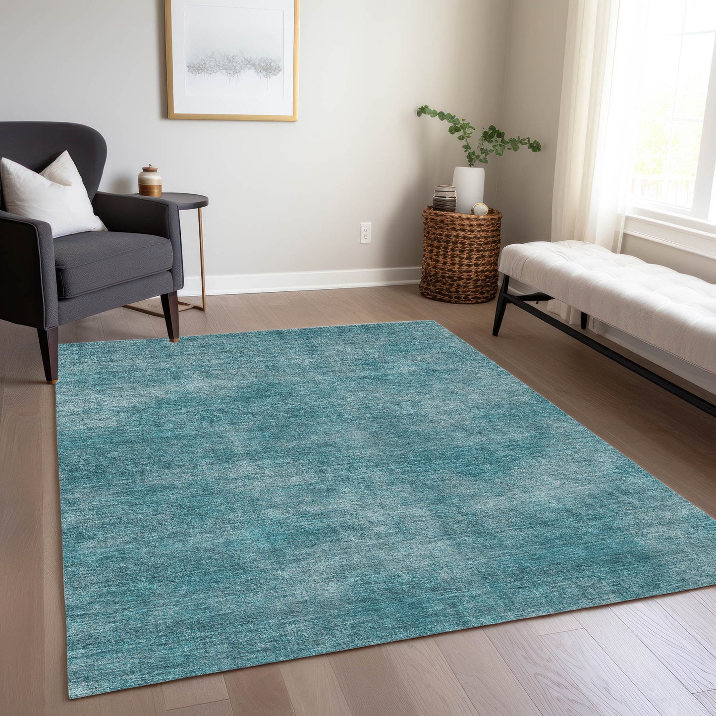 Addison Rugs Chantille ACN1018TE 9 x 12 (ft) Loomed Polyester Teal Rectangular Indoor/Outdoor Machine washable Pet Friendly Area rug