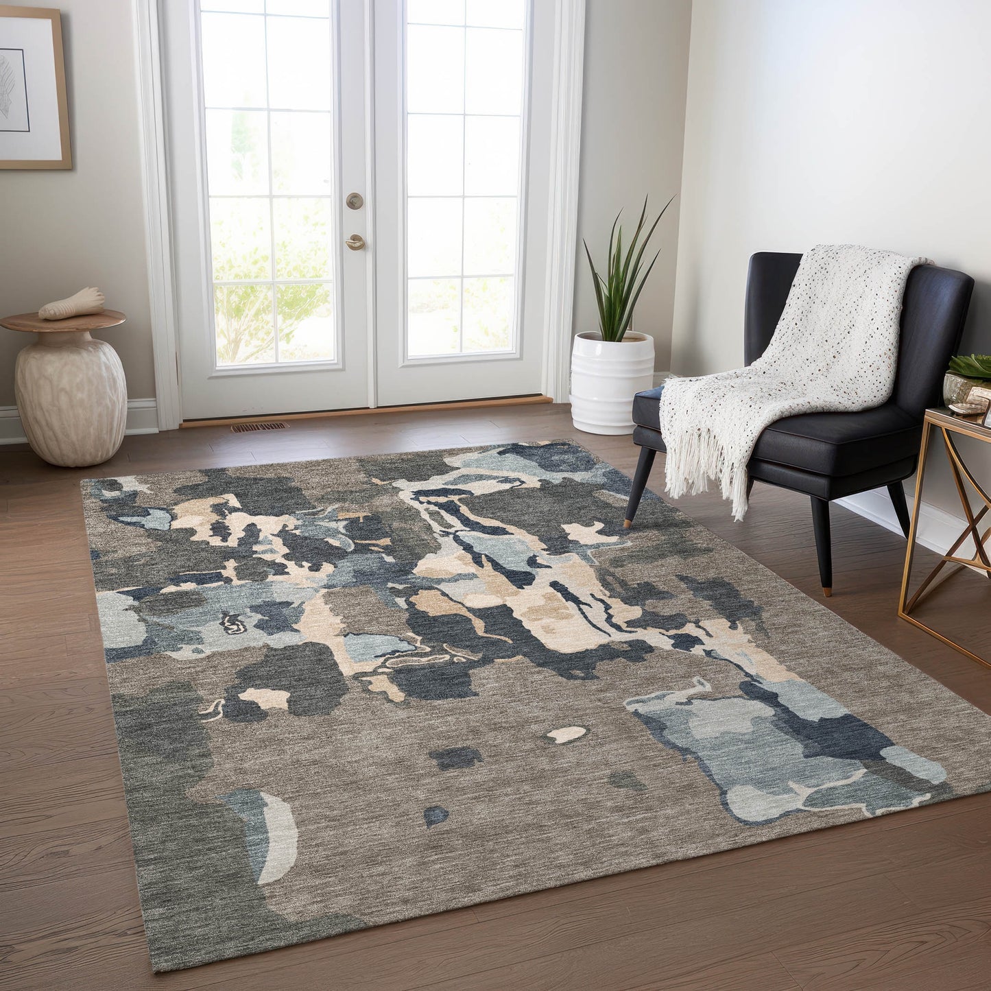 Addison Rugs Chantille ACN1028TP 10 x 14 (ft) Polyester Taupe Rectangular Indoor/Outdoor Geometric Machine washable Pet Friendly Area rug