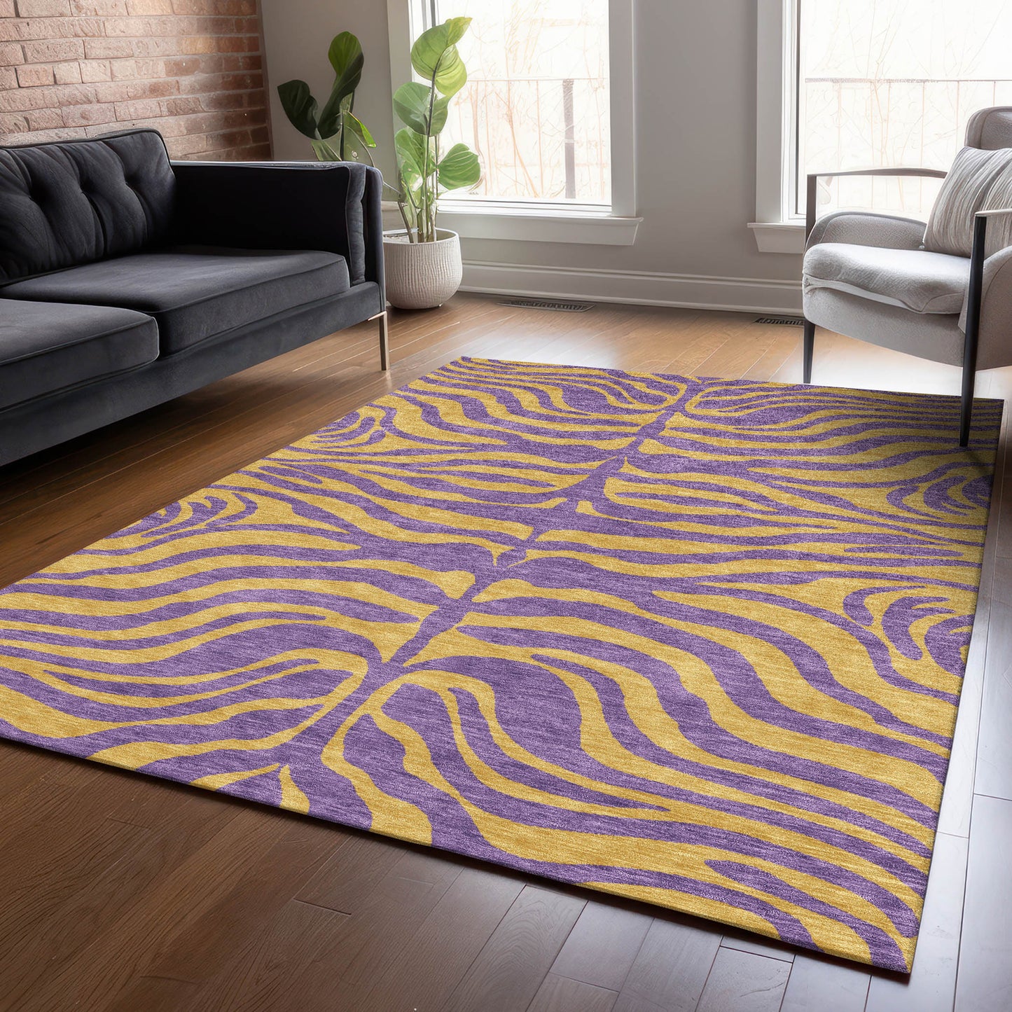 Addison Rugs Chantille ACN1043PP 8 x 10 (ft) Loomed Polyester Purple Rectangular Indoor/Outdoor Machine washable Pet Friendly Area rug