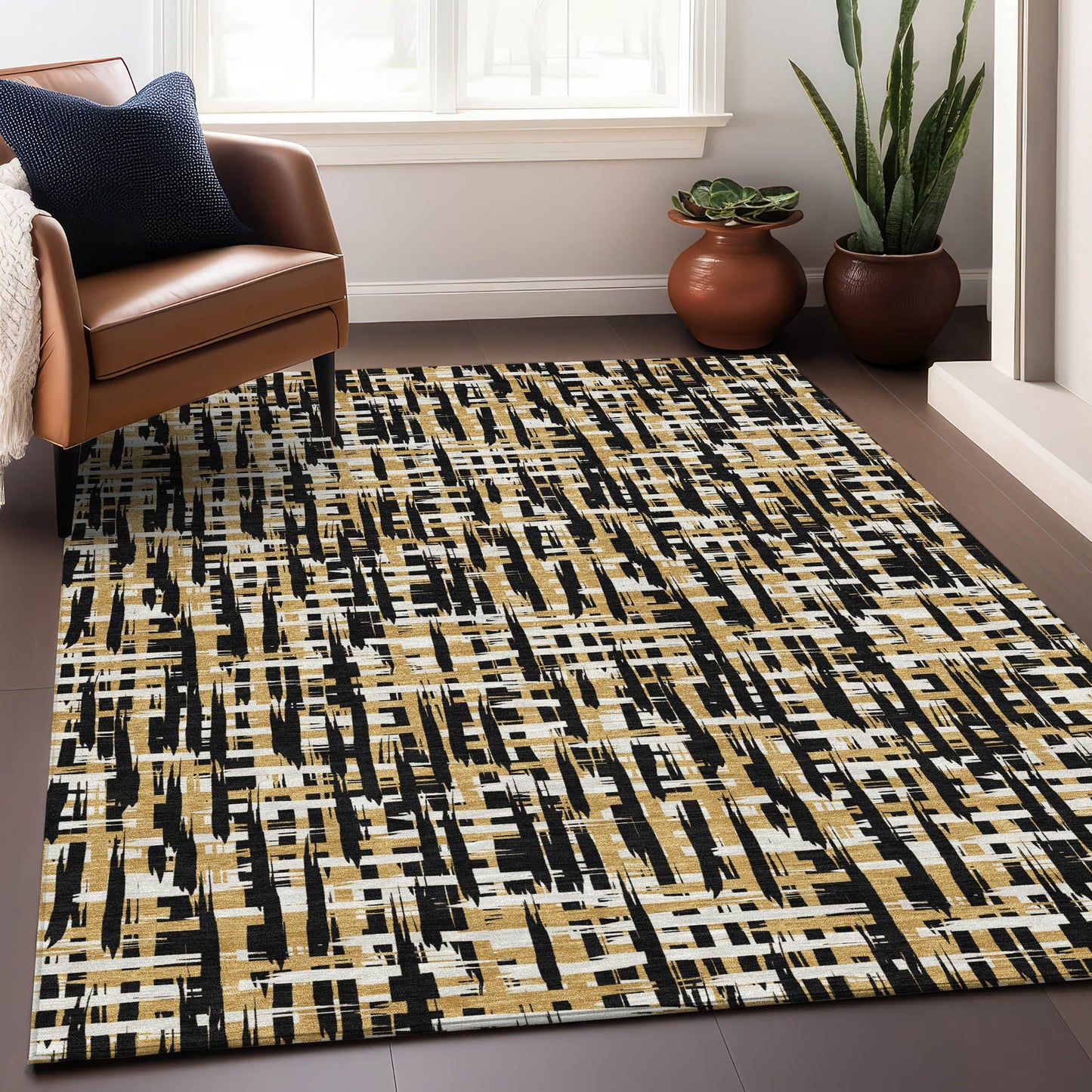 Addison Rugs Chantille ACN1060BK 10 x 14 (ft) Polyester Black Rectangular Indoor/Outdoor Geometric Machine washable Pet Friendly Area rug