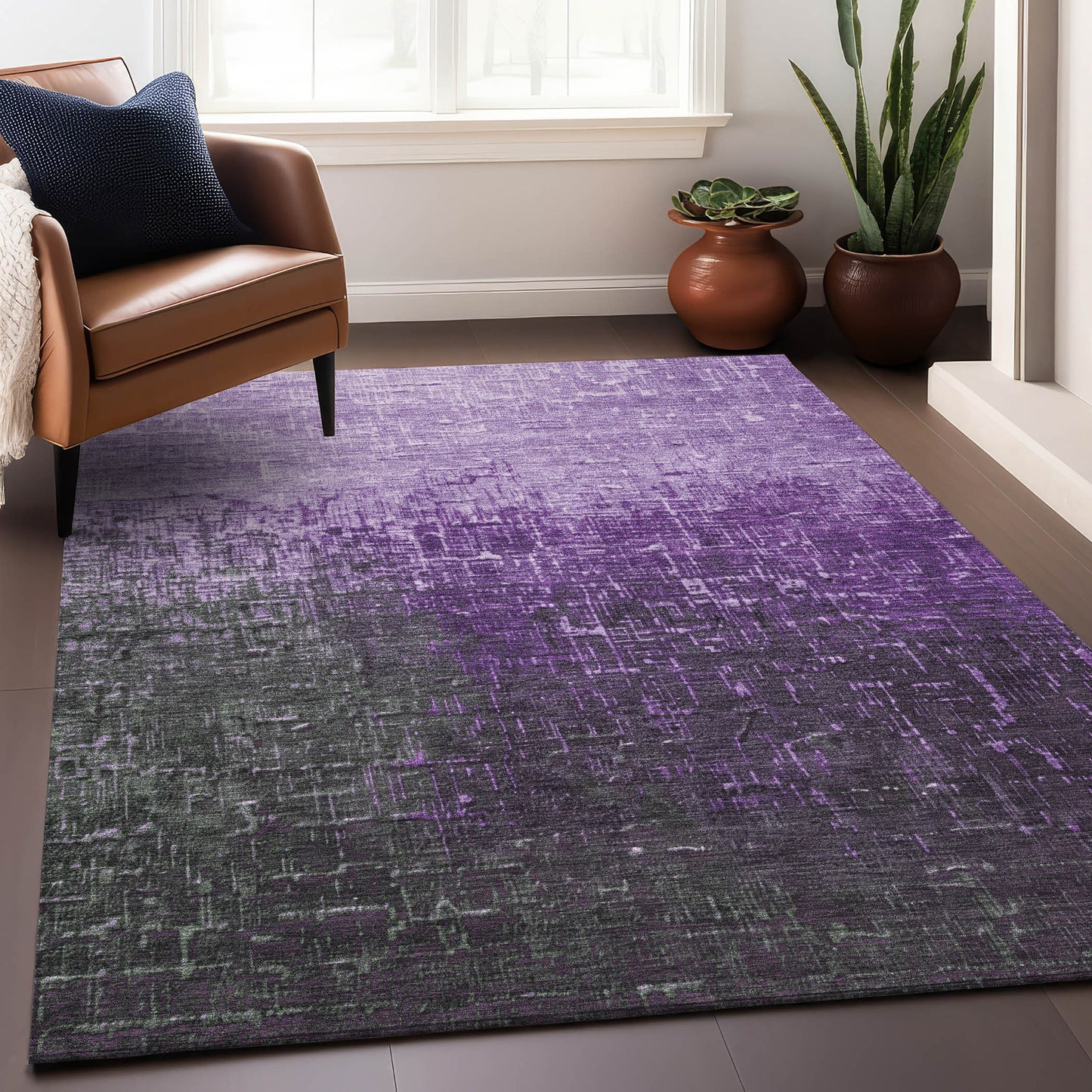 Addison Rugs Chantille ACN1066PP 8 x 10 (ft) Loomed Polyester Purple Rectangular Indoor/Outdoor Machine washable Pet Friendly Area rug