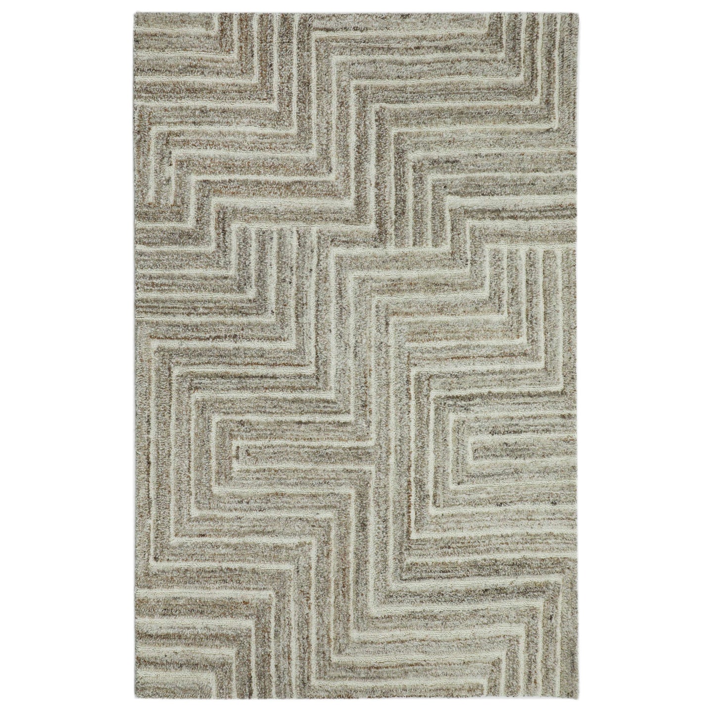 Obeetee Dunes 8 x 10 (ft) Tufted Wool Natural Rectangular Indoor Spot Clean Only Pet Friendly Area rug
