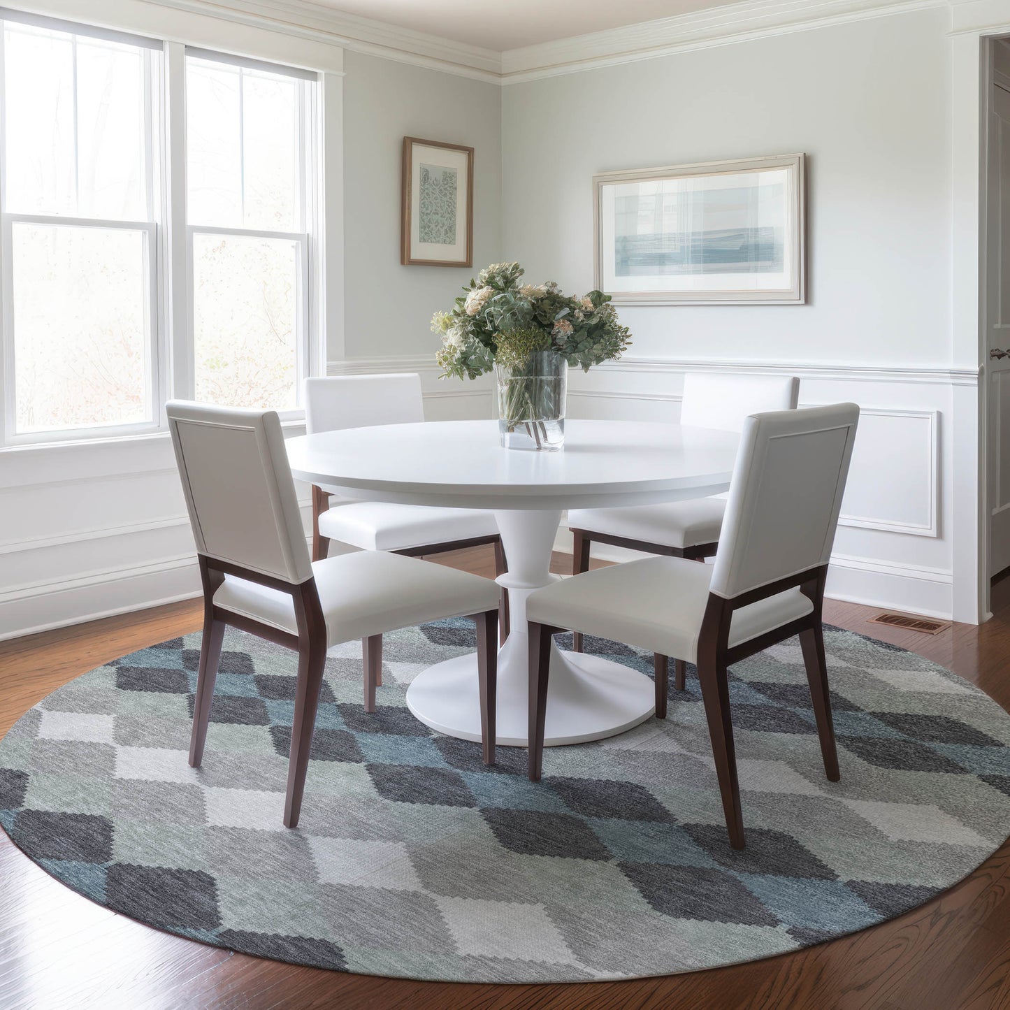 Addison Rugs Chantille ACN1007GY 8 x 8 (ft) Loomed Polyester Gray Round Indoor/Outdoor Machine washable Pet Friendly Area rug