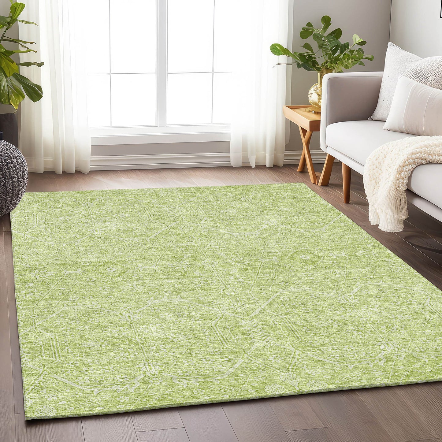 Addison Rugs Chantille ACN1224MZ 8 x 10 (ft) Polyester Mint Rectangular Indoor/Outdoor Geometric Machine washable Pet Friendly Area rug