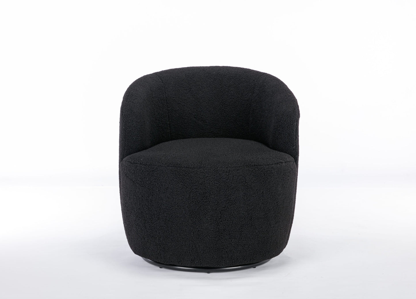 Damerin 25.6-in W Modern Black Wool Swivel Barrel Armchair
