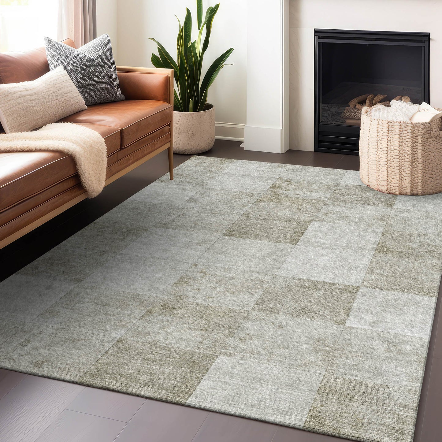 Addison Rugs Chantille ACN1255BG 8 x 10 (ft) Polyester Beige Rectangular Indoor/Outdoor Geometric Machine washable Pet Friendly Area rug