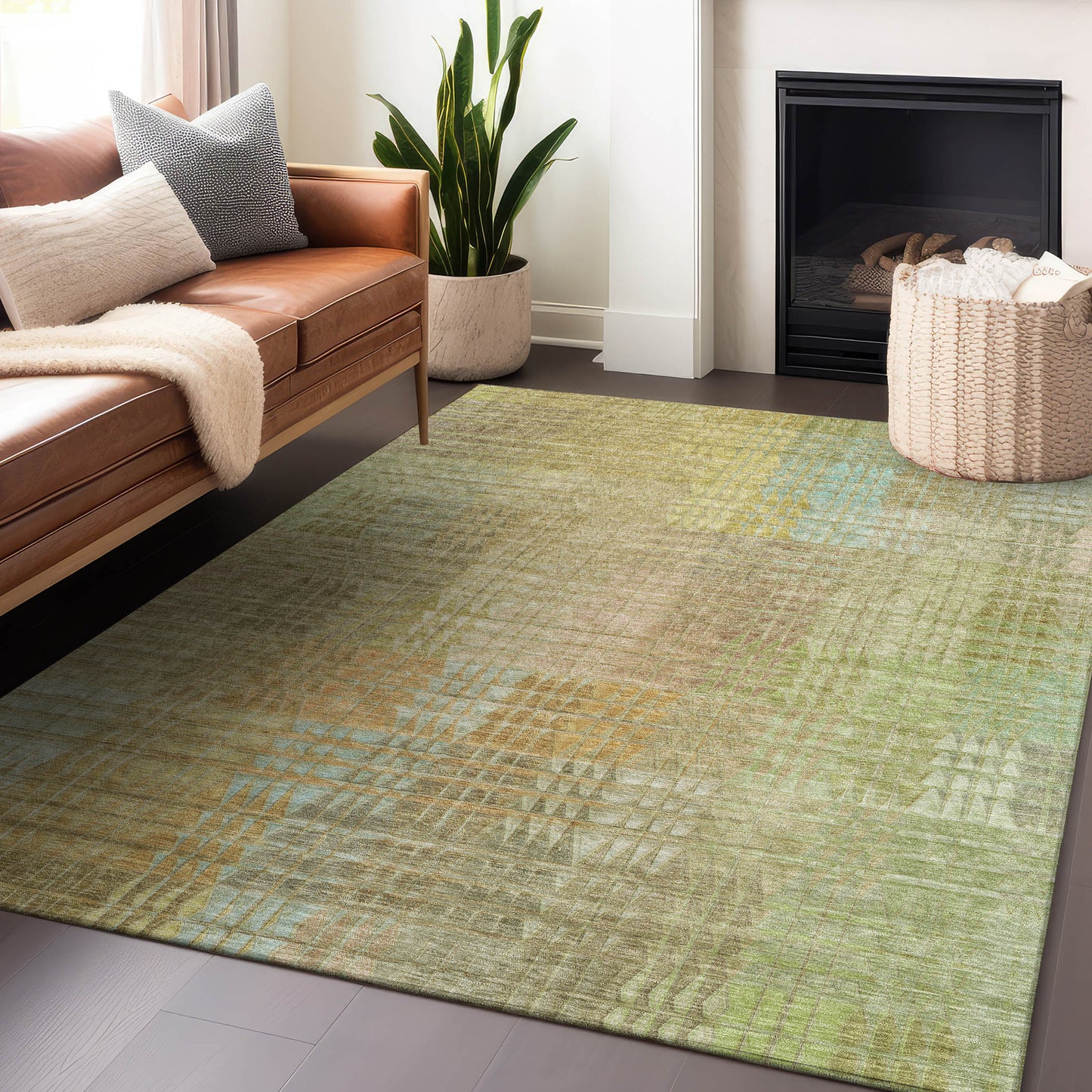 Addison Rugs Chantille ACN1277BG 10 x 14 (ft) Polyester Beige Rectangular Indoor/Outdoor Geometric Machine washable Pet Friendly Area rug