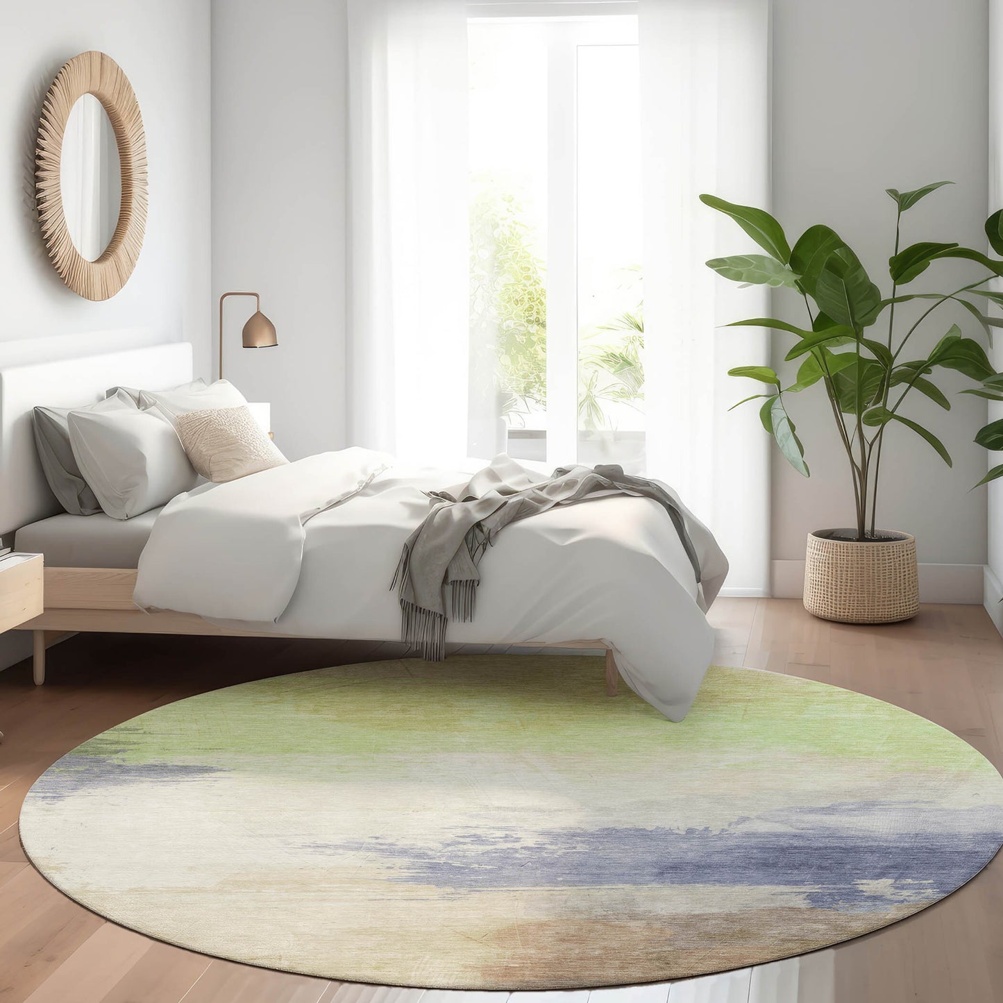 Addison Rugs Chantille ACN1517AL 8 x 8 (ft) Polyester Aloe Round Indoor/Outdoor Geometric Machine washable Pet Friendly Area rug