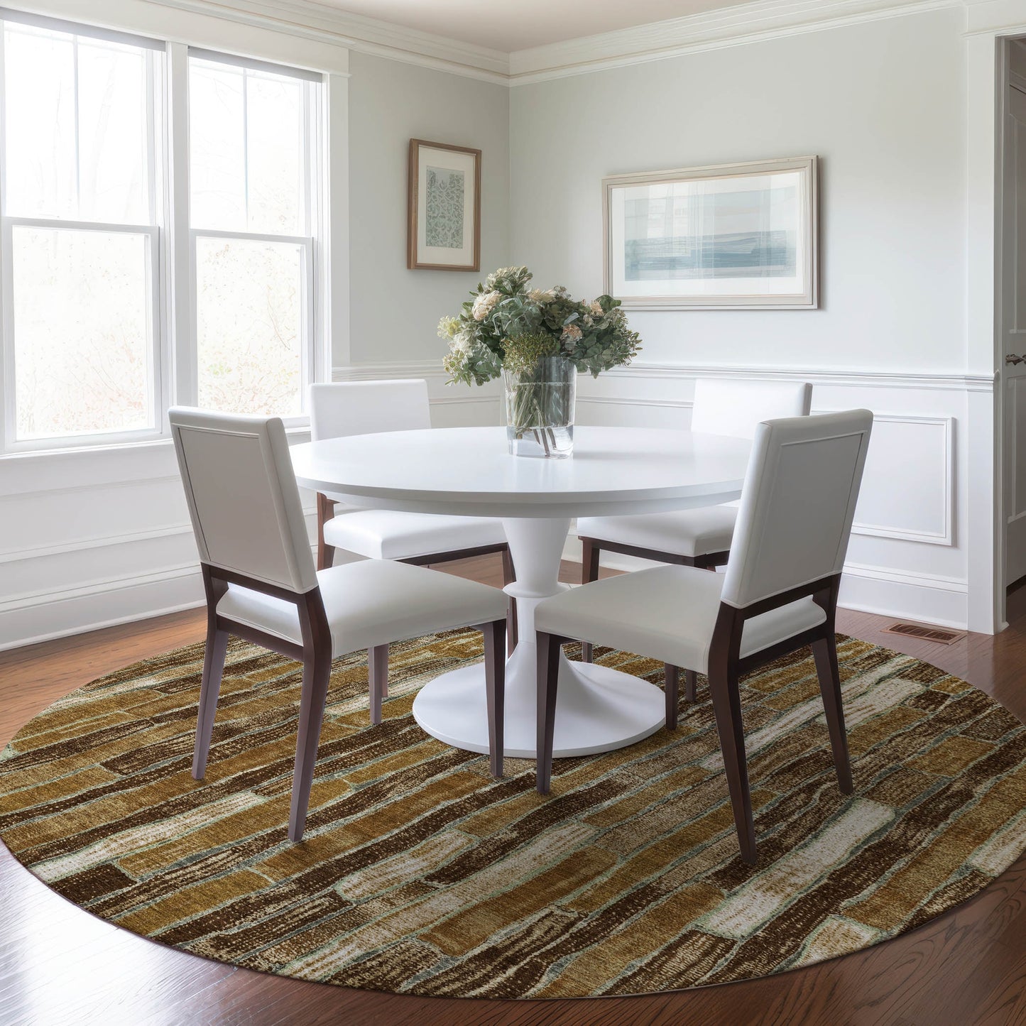 Addison Rugs Chantille ACN1303MO 8 x 8 (ft) Polyester Mocha Round Indoor/Outdoor Geometric Machine washable Pet Friendly Area rug