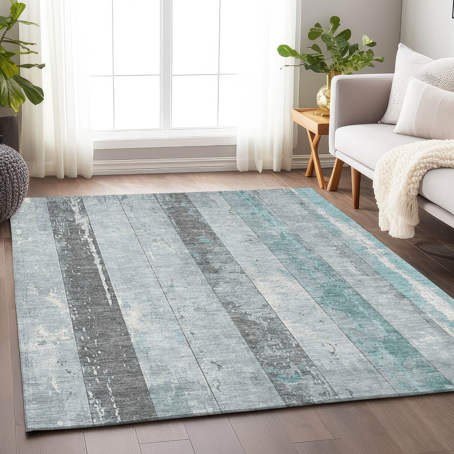 Addison Rugs Chantille ACN1868SF 8 x 10 (ft) Loomed Polyester Seafoam Rectangular Indoor/Outdoor Geometric Machine washable Pet Friendly Area rug