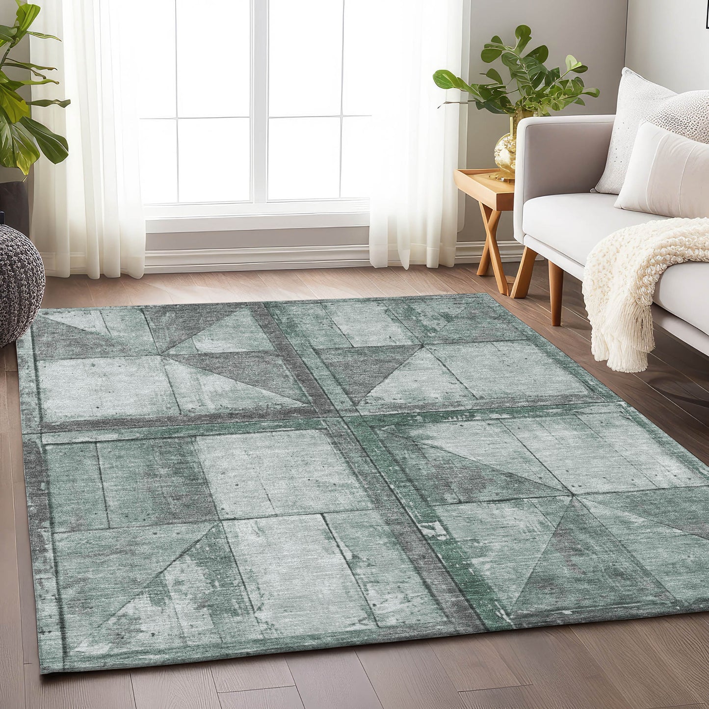 Addison Rugs Chantille ACN1875SA 9 x 12 (ft) Loomed Polyester Sage Rectangular Indoor/Outdoor Geometric Machine washable Pet Friendly Area rug