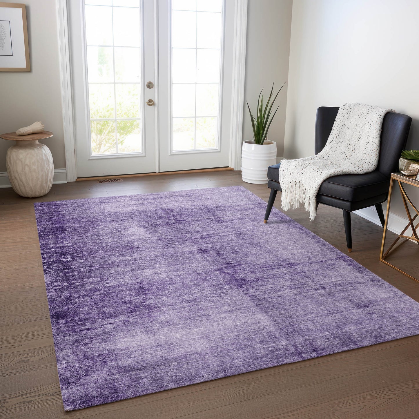 Addison Rugs Chantille ACN1884PP 9 x 12 (ft) Loomed Polyester Purple Rectangular Indoor/Outdoor Geometric Machine washable Pet Friendly Area rug