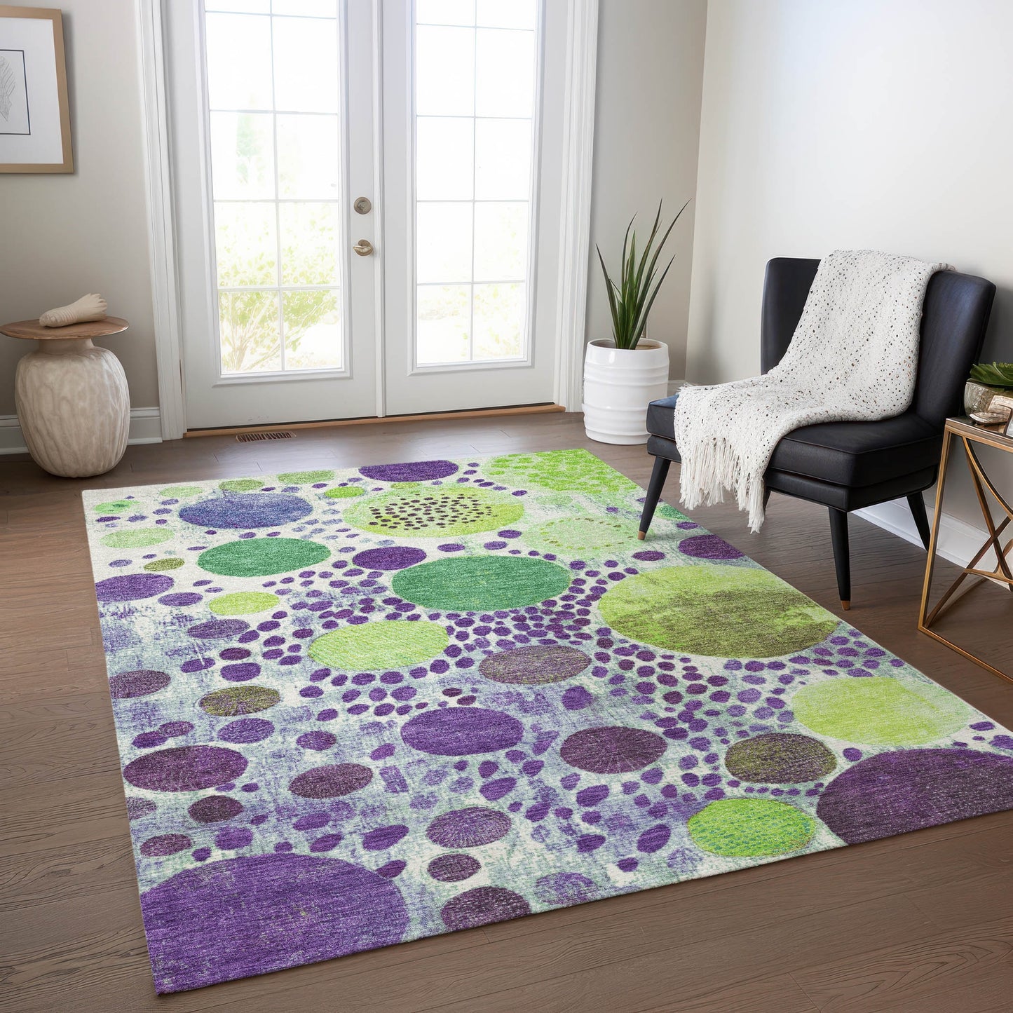 Addison Rugs Chantille ACN1895PP 9 x 12 (ft) Loomed Polyester Purple Rectangular Indoor/Outdoor Geometric Machine washable Pet Friendly Area rug
