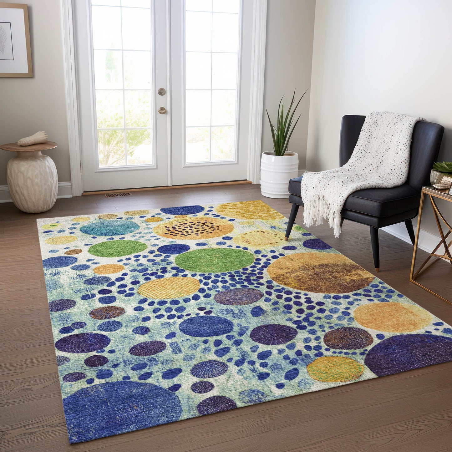 Addison Rugs Chantille ACN1895NA 8 x 10 (ft) Loomed Polyester Navy Rectangular Indoor/Outdoor Geometric Machine washable Pet Friendly Area rug