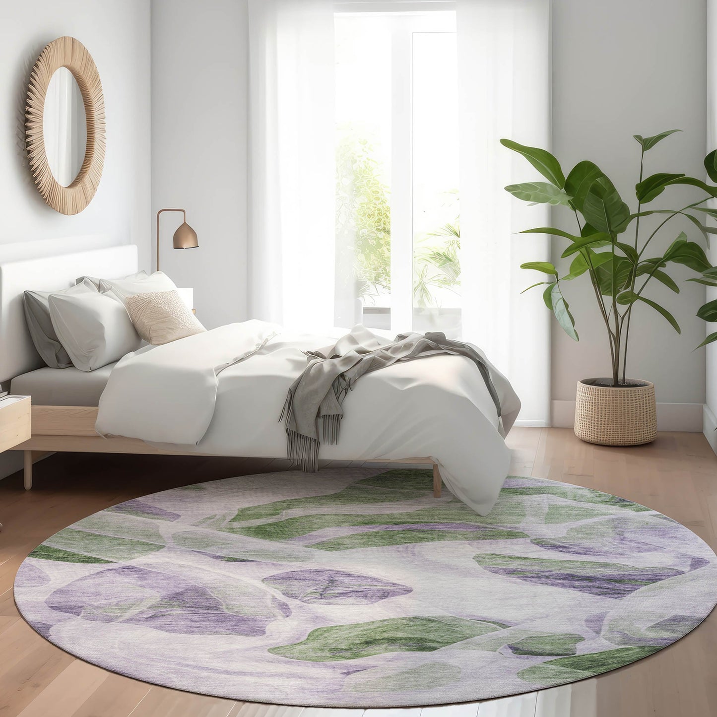 Addison Rugs Chantille ACN1863LV 8 x 8 (ft) Loomed Polyester Lavender Round Indoor/Outdoor Geometric Machine washable Pet Friendly Area rug