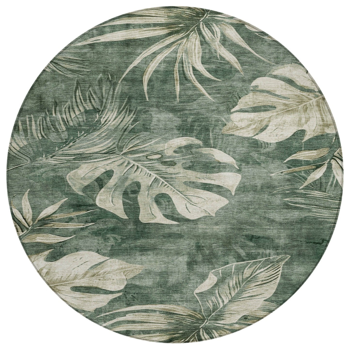 Addison Rugs Chantille ACN1887FE 8 x 8 (ft) Loomed Polyester Fern Round Indoor/Outdoor Geometric Machine washable Pet Friendly Area rug
