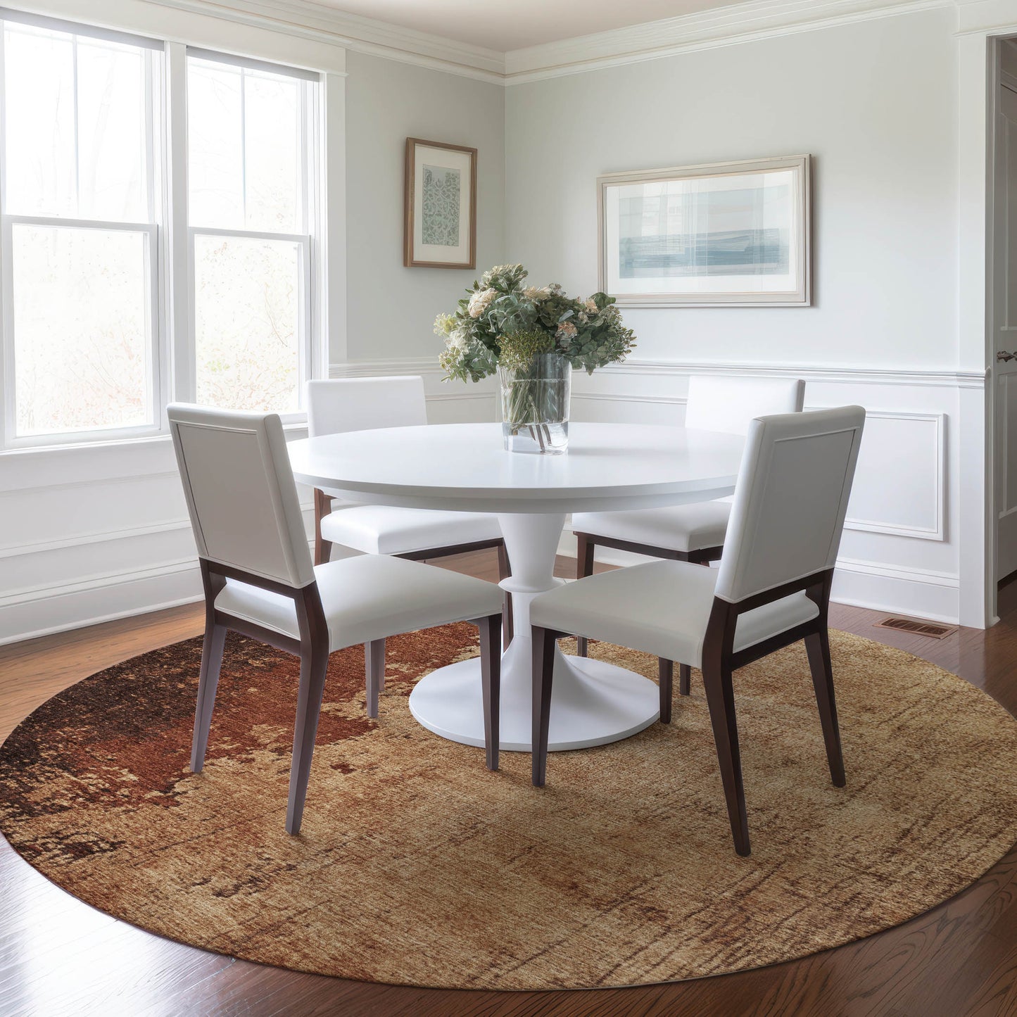 Addison Rugs Chantille ACN1912TA 8 x 8 (ft) Loomed Polyester Tan Round Indoor/Outdoor Machine washable Pet Friendly Area rug