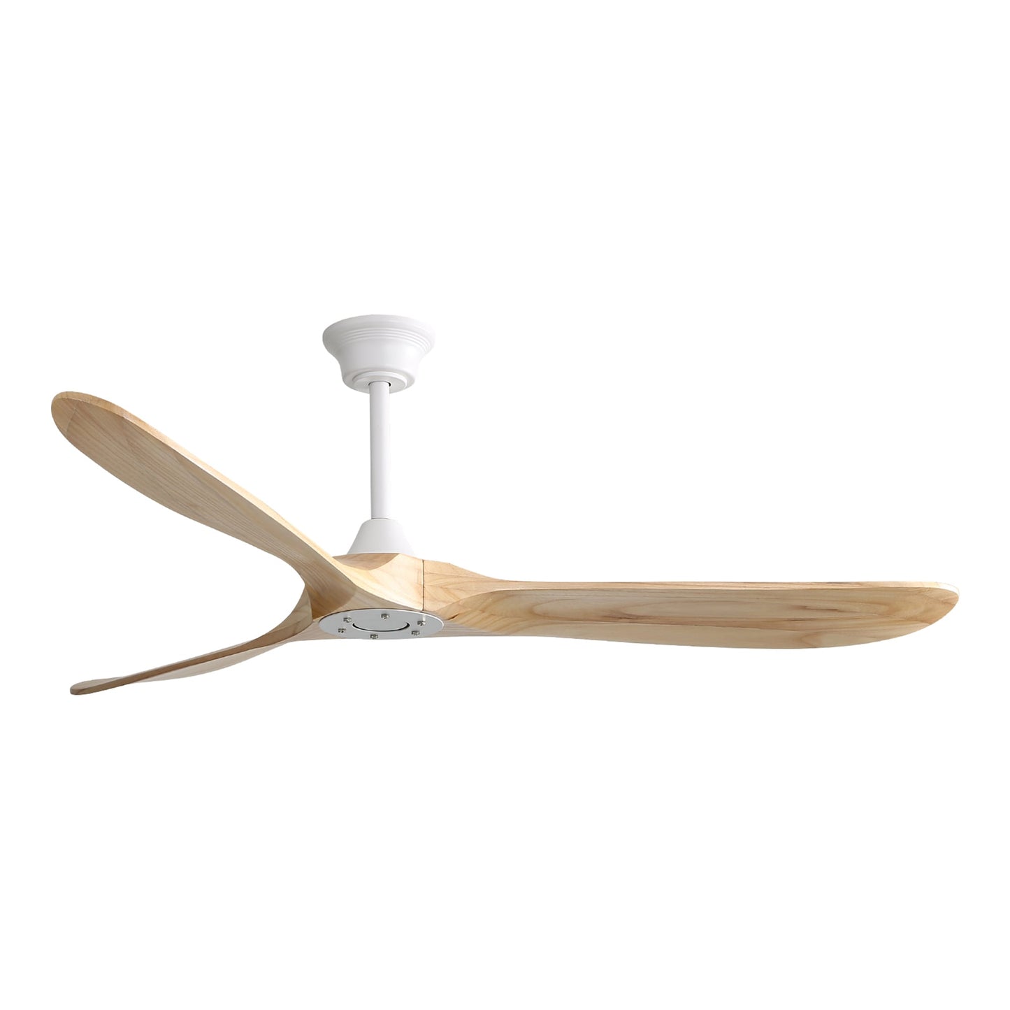 SINOFURN 60-in White+Brown with Wood Blades Ceiling Fan Without Light 3 -Blade