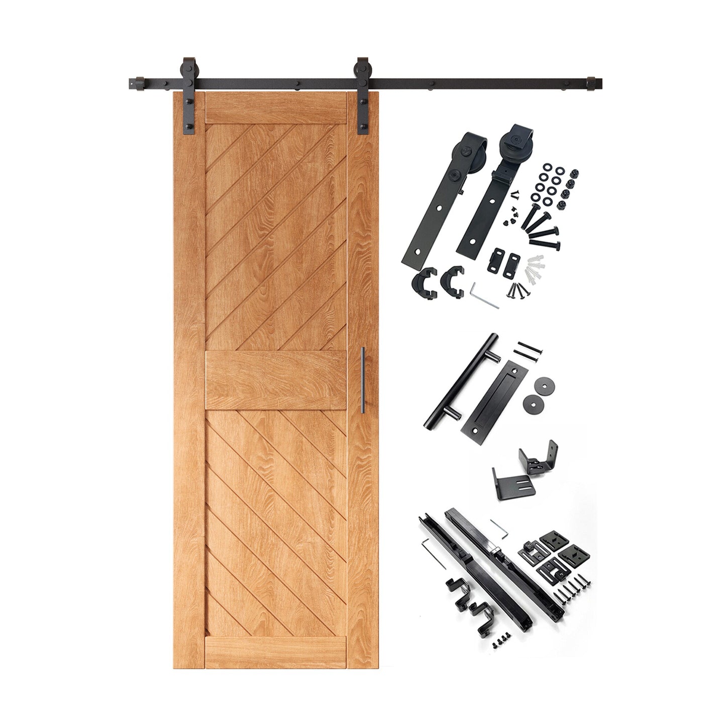 HOMACER 26-in x 84-in Early American Prefinished Non-standard Pine Wood Solid core Single Barn Door (Hardware Included)
