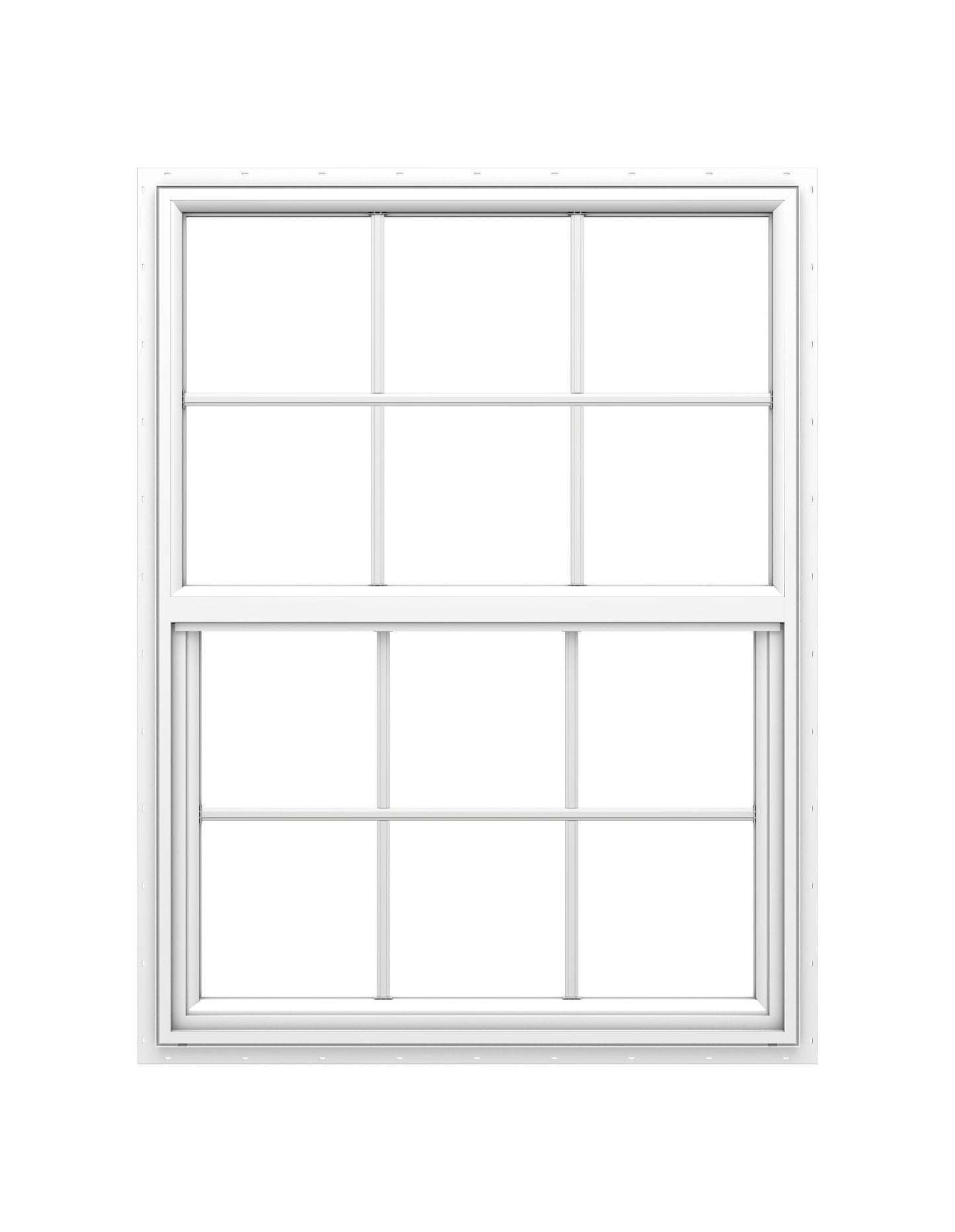 Pella 150 Series West 35-1/2-in x 47-1/2-in White Exterior Vinyl New Construction Single Hung Window Low-E argon Double Pane Glass with Grids, (Half Screen Included)