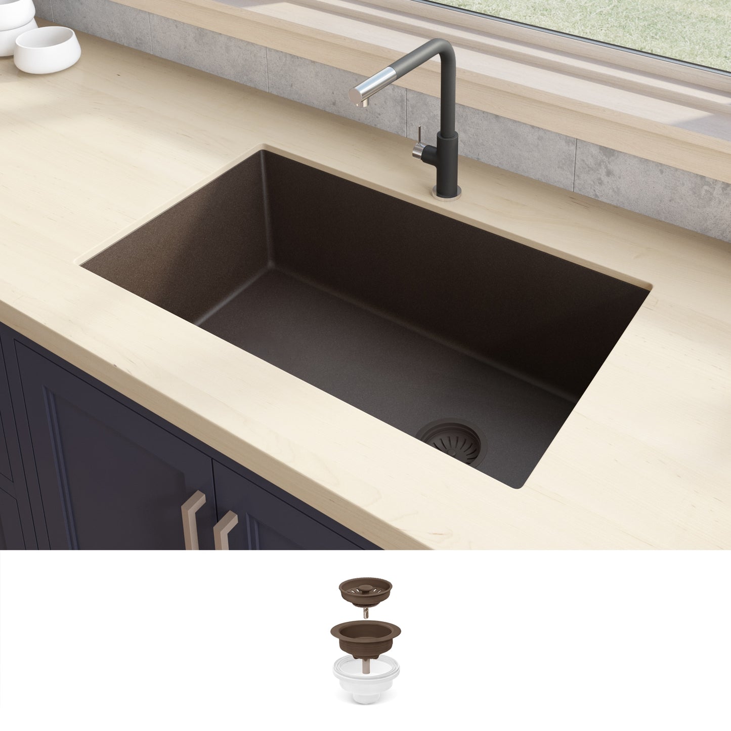 Ruvati epiGranite Undermount 31.75-in x 19.25-in Granite Single bowl Kitchen Sink
