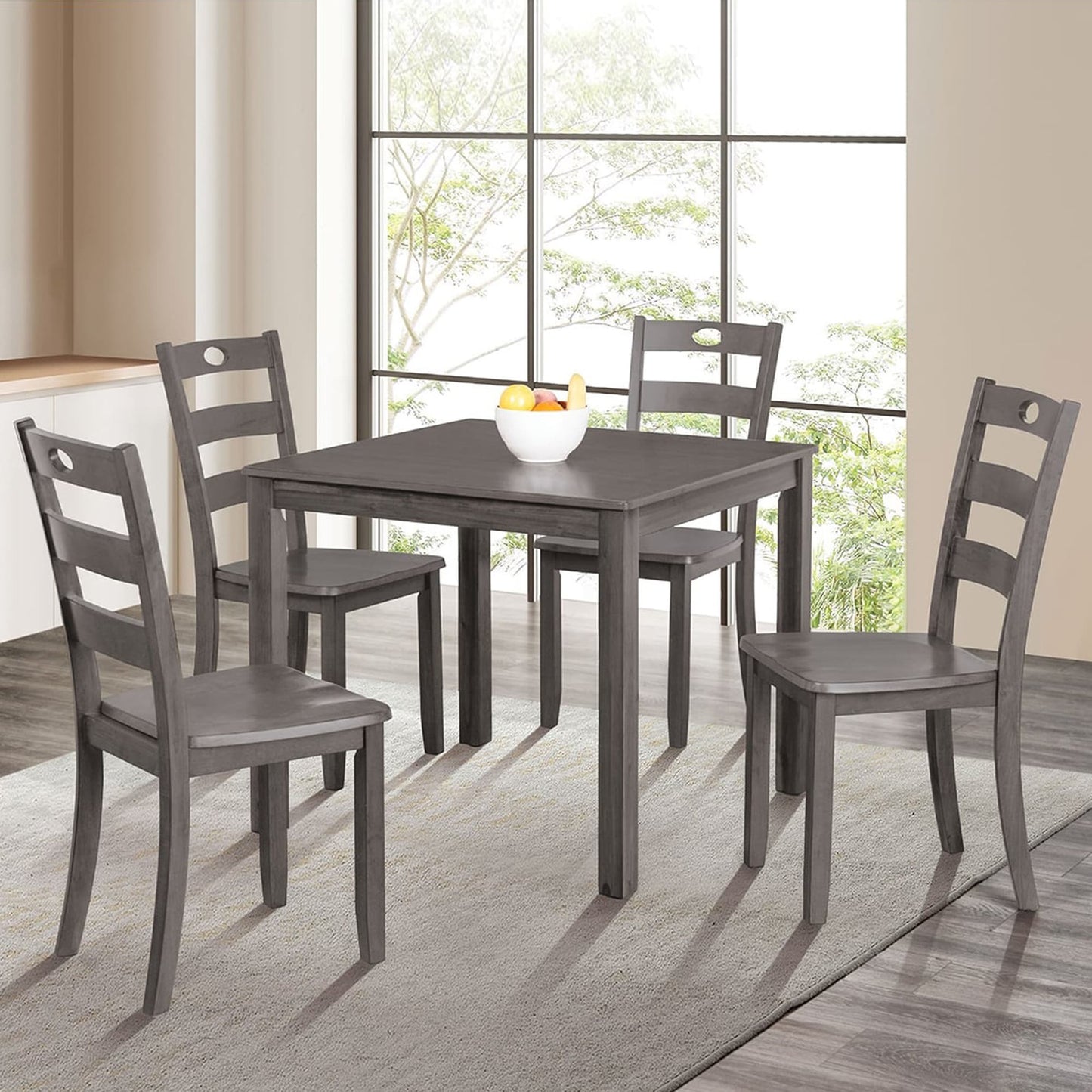 IHOMEadore Gray Transitional Dining Room Set with Rectangular Table ( Seats 4 )