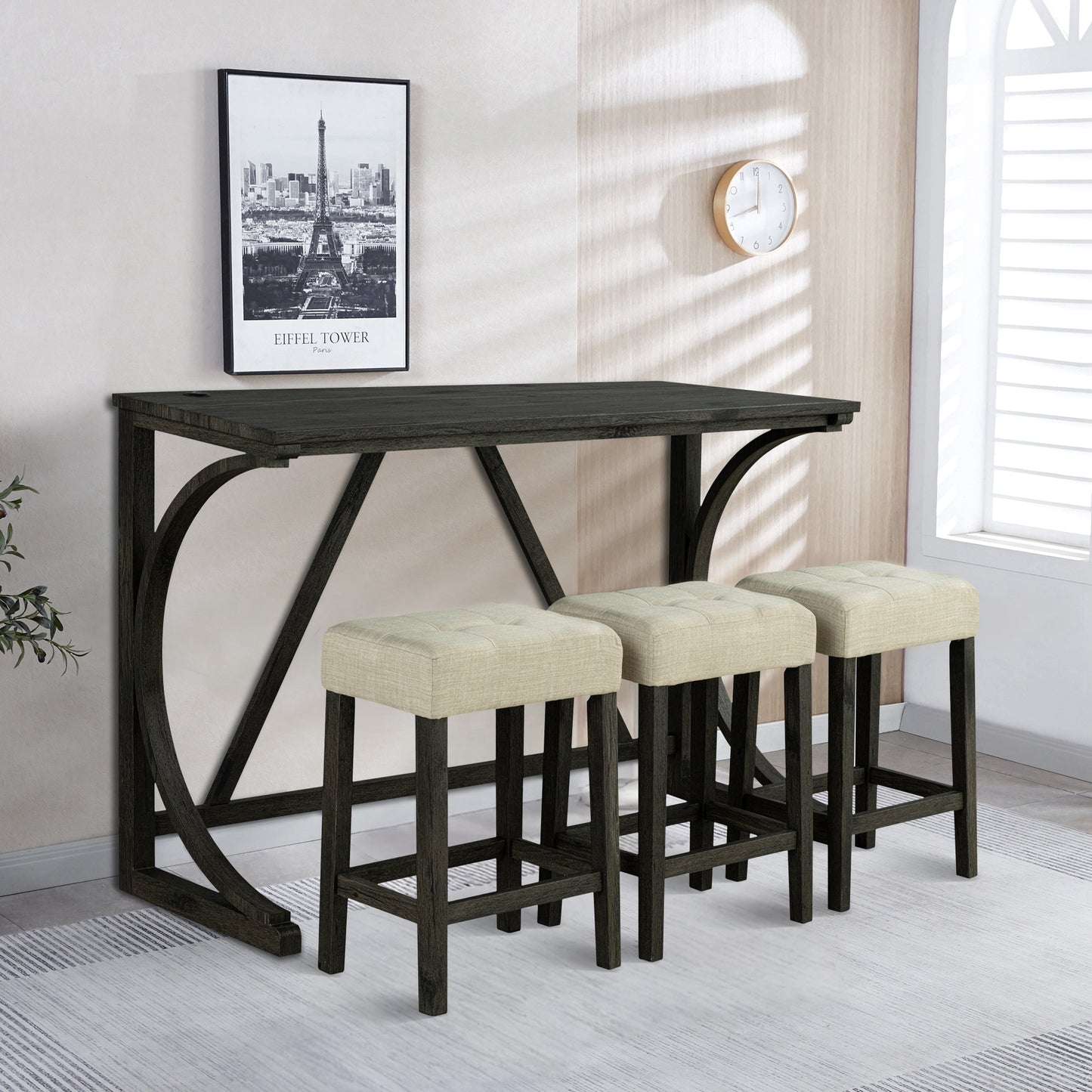 IHOMEadore Brown Transitional Dining Room Set with Rectangular Table ( Seats 3 )