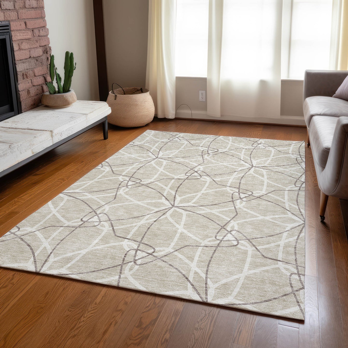 Addison Rugs Chantille ACN950BG 9 x 12 (ft) Loomed Polyester Beige Rectangular Indoor/Outdoor Machine washable Pet Friendly Area rug