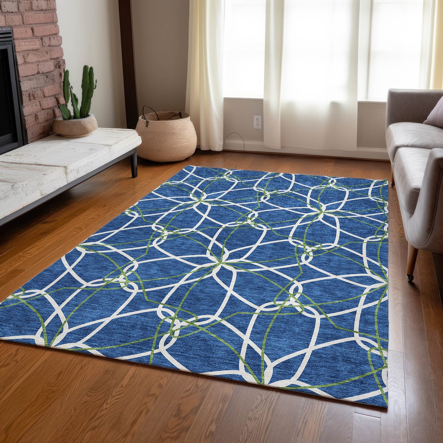 Addison Rugs Chantille ACN950NA 8 x 10 (ft) Loomed Polyester Navy Rectangular Indoor/Outdoor Machine washable Pet Friendly Area rug