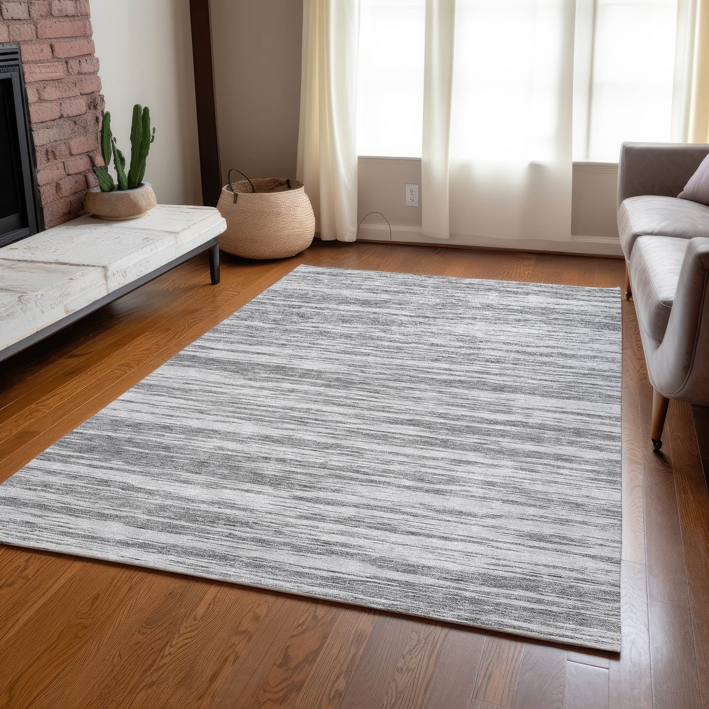 Addison Rugs Chantille ACN951GY 9 x 12 (ft) Loomed Polyester Gray Rectangular Indoor/Outdoor Machine washable Pet Friendly Area rug