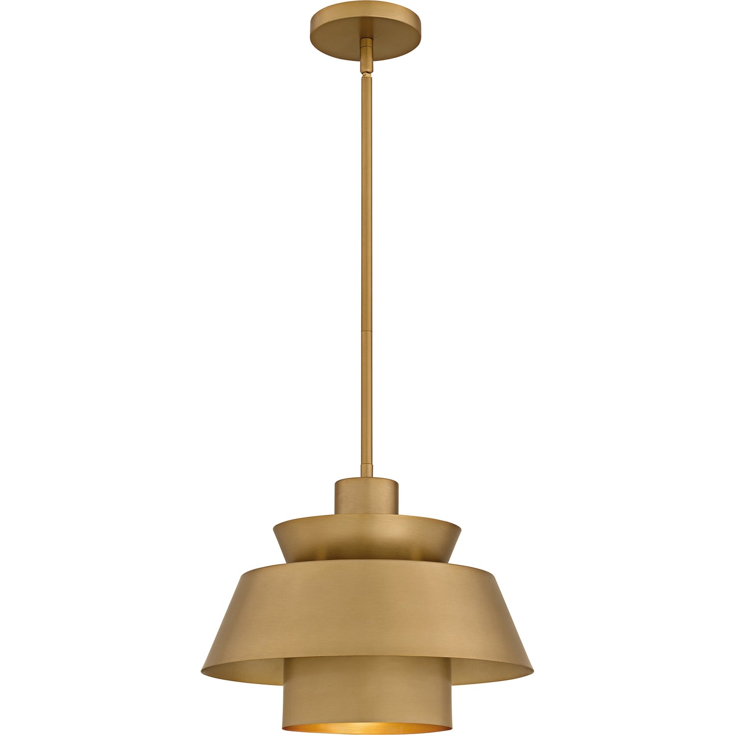 Quoizel Lumi 1 -Light Brushed Weathered Brass Modern/contemporary Metal Geometric Medium Indoor Hanging Pendant Light