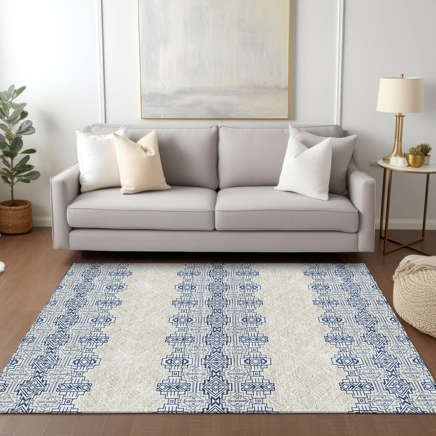 Addison Rugs Chantille ACN970NA 8 x 10 (ft) Loomed Polyester Navy Rectangular Indoor/Outdoor Machine washable Pet Friendly Area rug