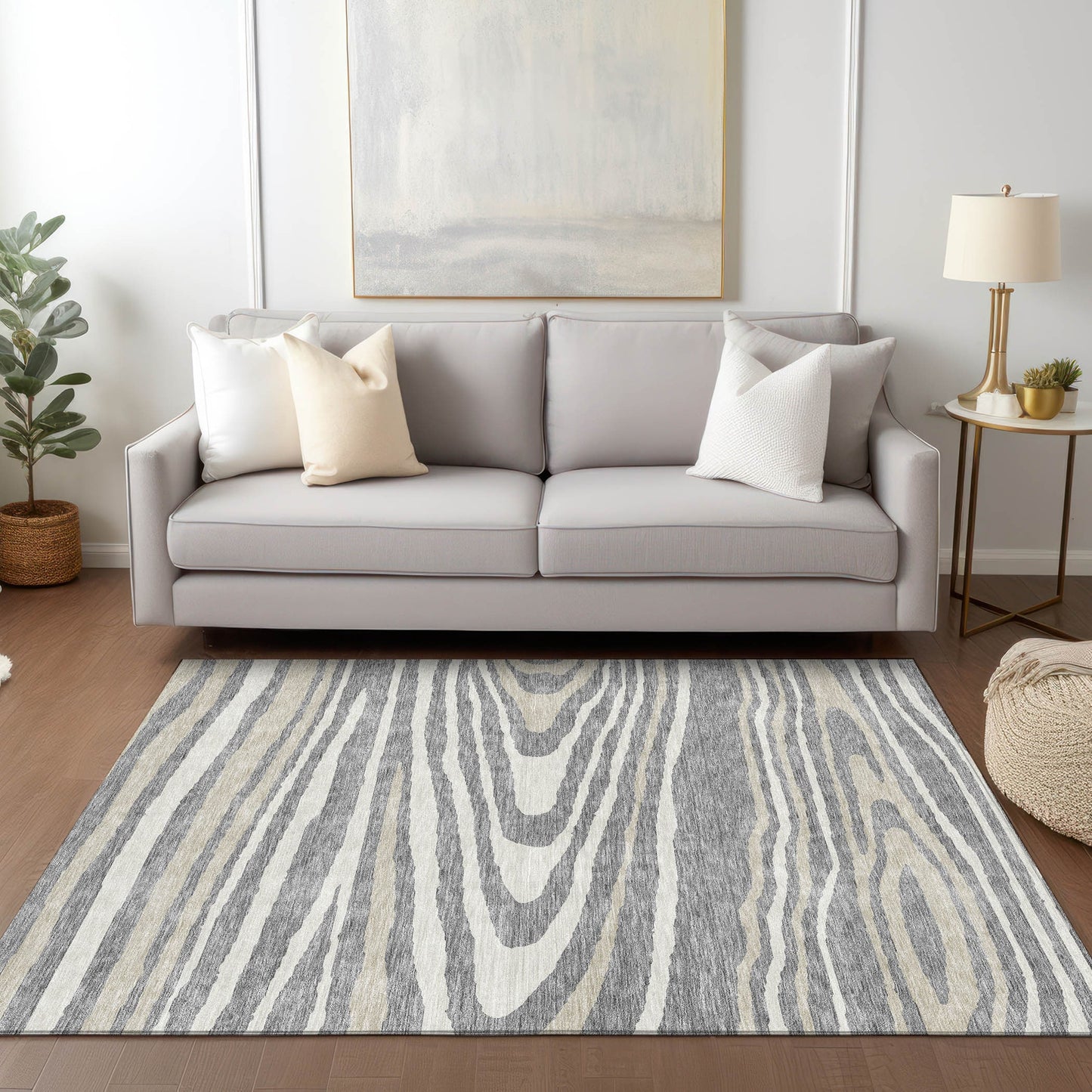 Addison Rugs Chantille ACN974GY 8 x 10 (ft) Loomed Polyester Gray Rectangular Indoor/Outdoor Machine washable Pet Friendly Area rug