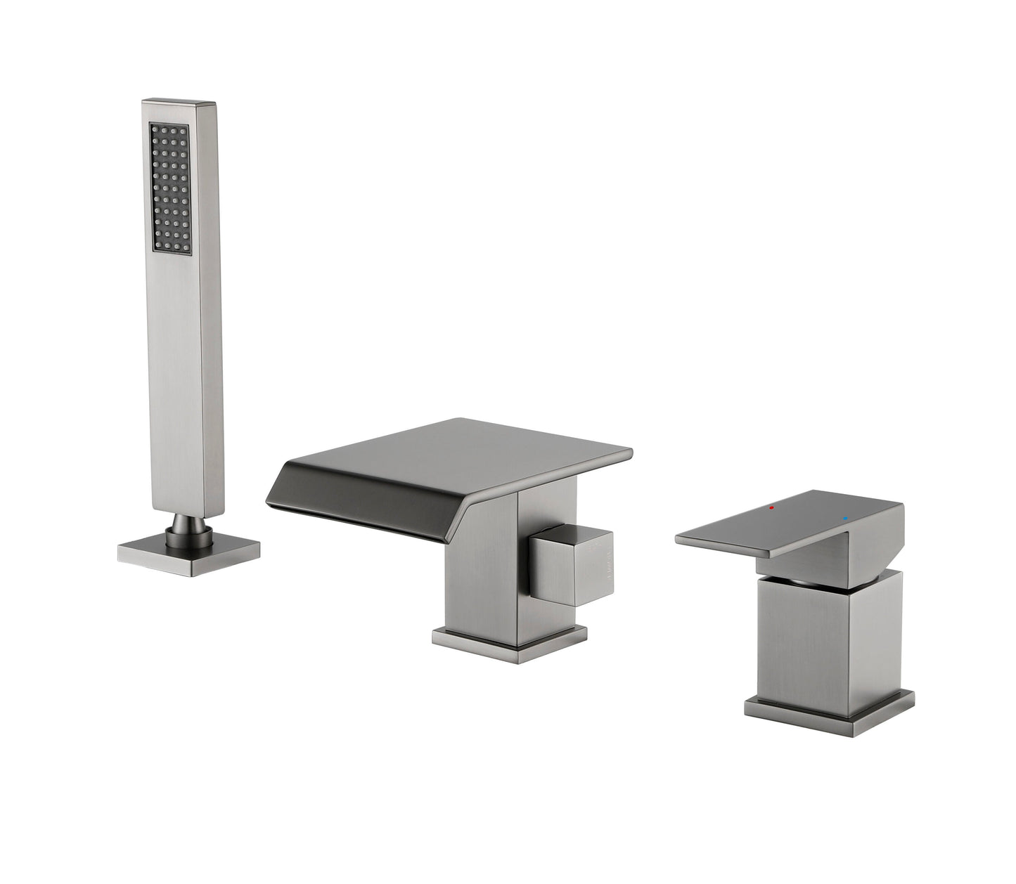 Royal Guard Gray 1-handle Deck-mount Roman Waterfall Bathtub Faucet with Hand Shower ( Valve Included )