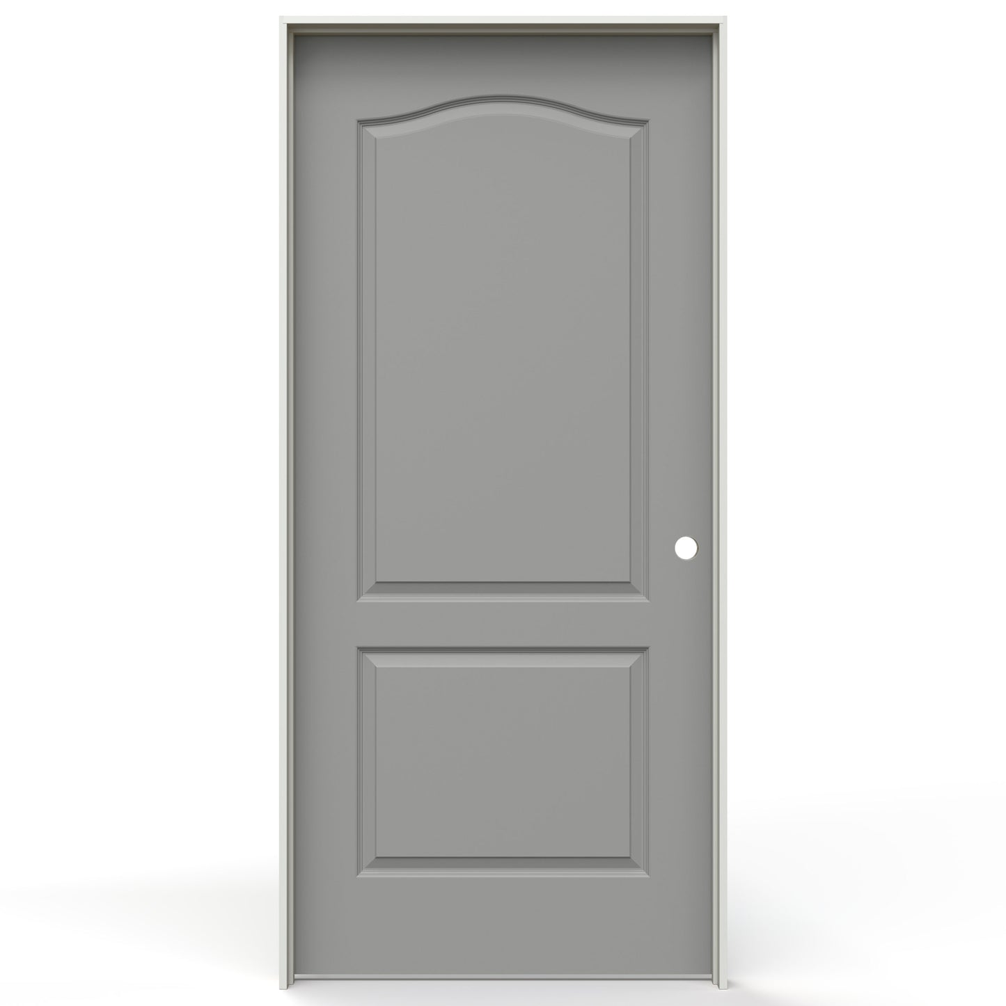 JELD-WEN 36-in x 80-in Gray Pearl Solid core 2-panel Left hand Smooth Prefinished Molded composite Flat Jamb Single Prehung Interior Door