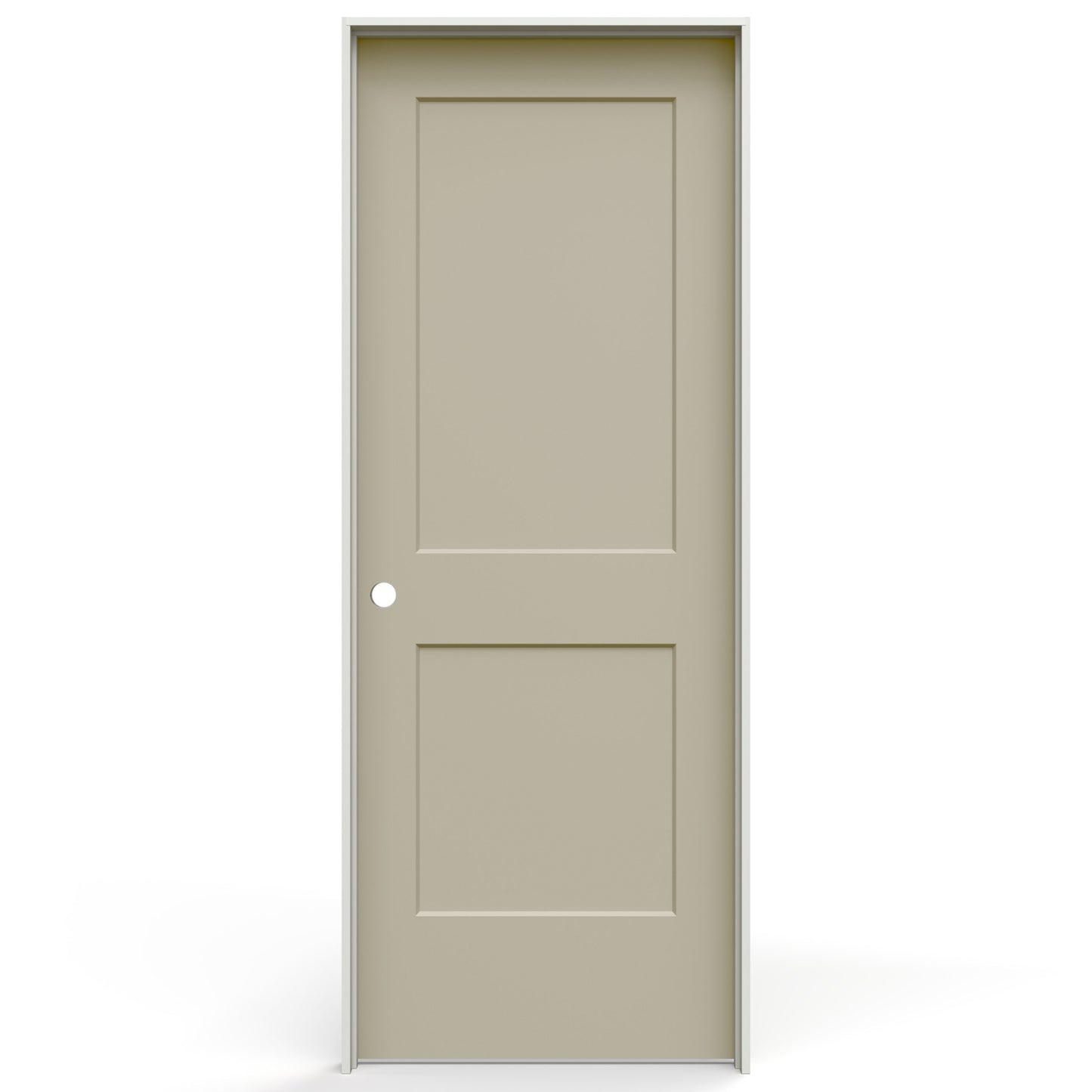 JELD-WEN 30-in x 80-in Desert Sand Hollow core 2-panel Right hand Smooth Prefinished Molded composite Flat Jamb Single Prehung Interior Door with