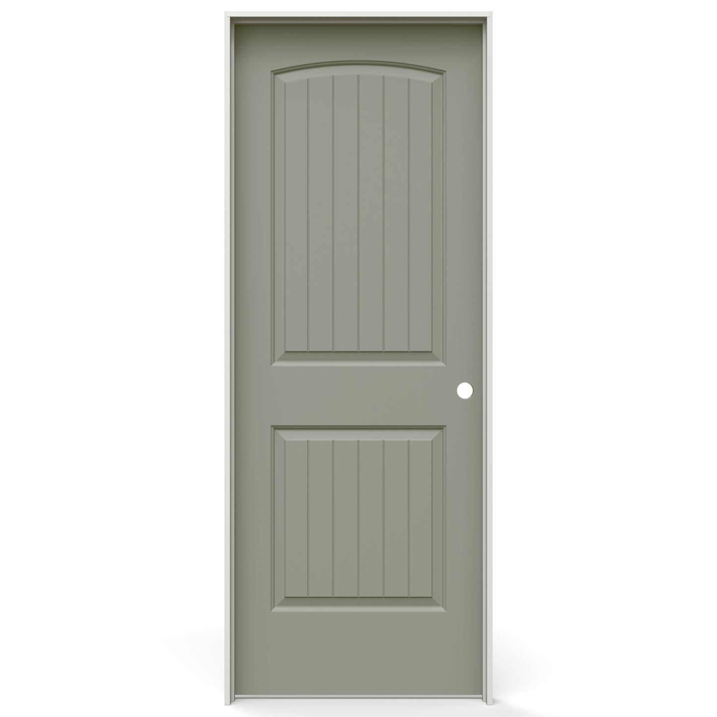 JELD-WEN 30-in x 80-in Organic Gray Solid core 2-panel Left hand Smooth Prefinished Molded composite Flat Jamb Single Prehung Interior Door