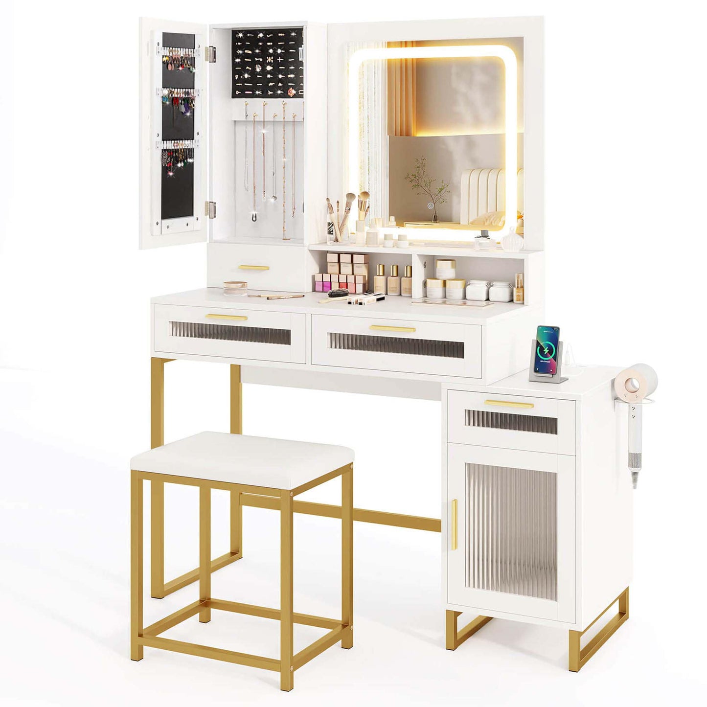 Costway 15.5-in White Makeup Vanity
