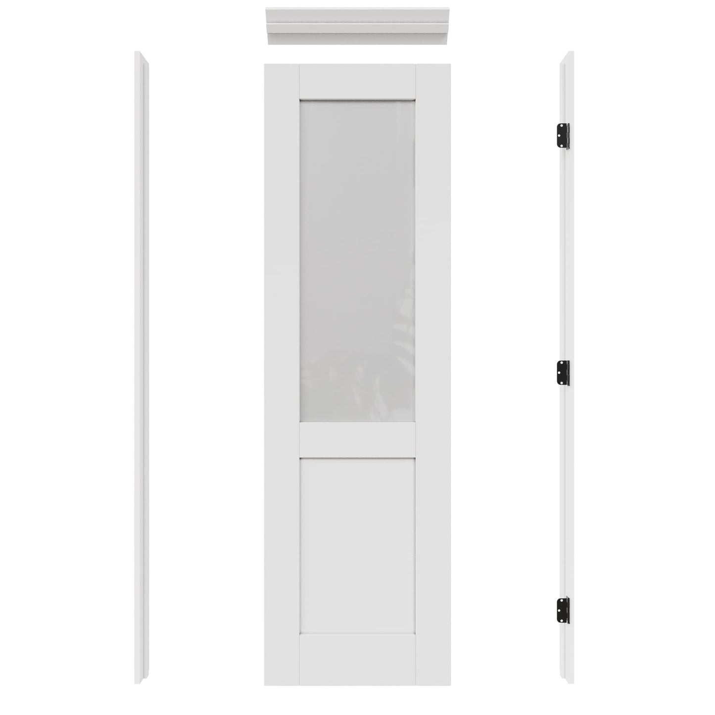 JUJUBON 28-in x 80-in White Quickly Assemble Jamb Solid core 1-panel Frosted glass Right hand Smooth Prefinished MDF Flat Jamb Single Prehung Interior Door with