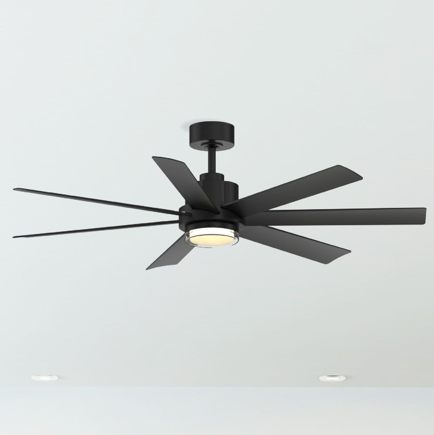 Fanimation Pendry 56 56-in Black with Matte Black Blades Uncovered Outdoor Smart Ceiling Fan Without Light and Remote Included 7 -Blade